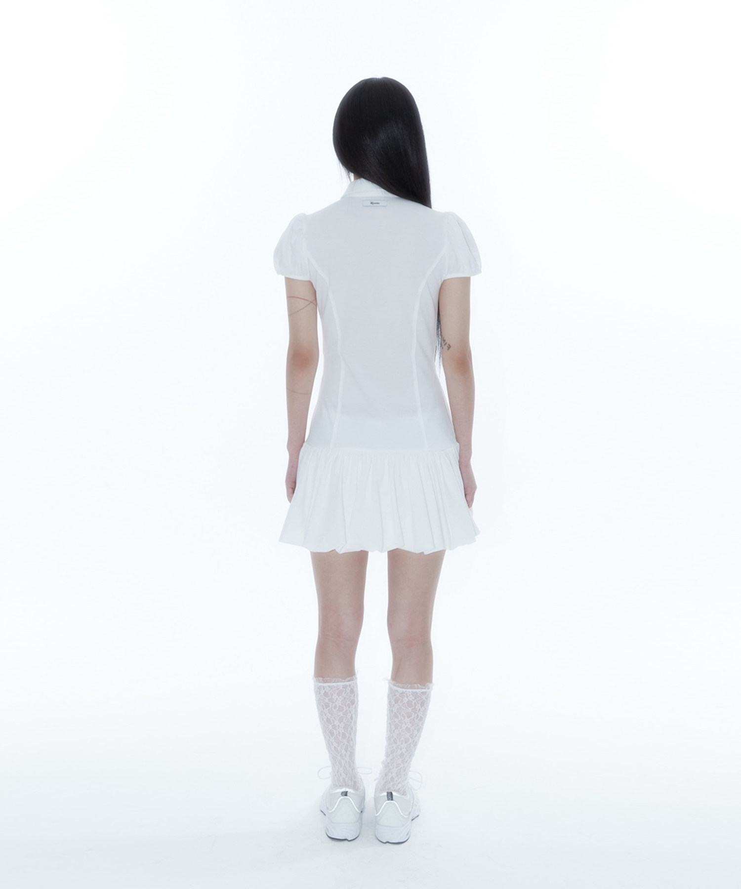 Puff Preppy Mini Dress White