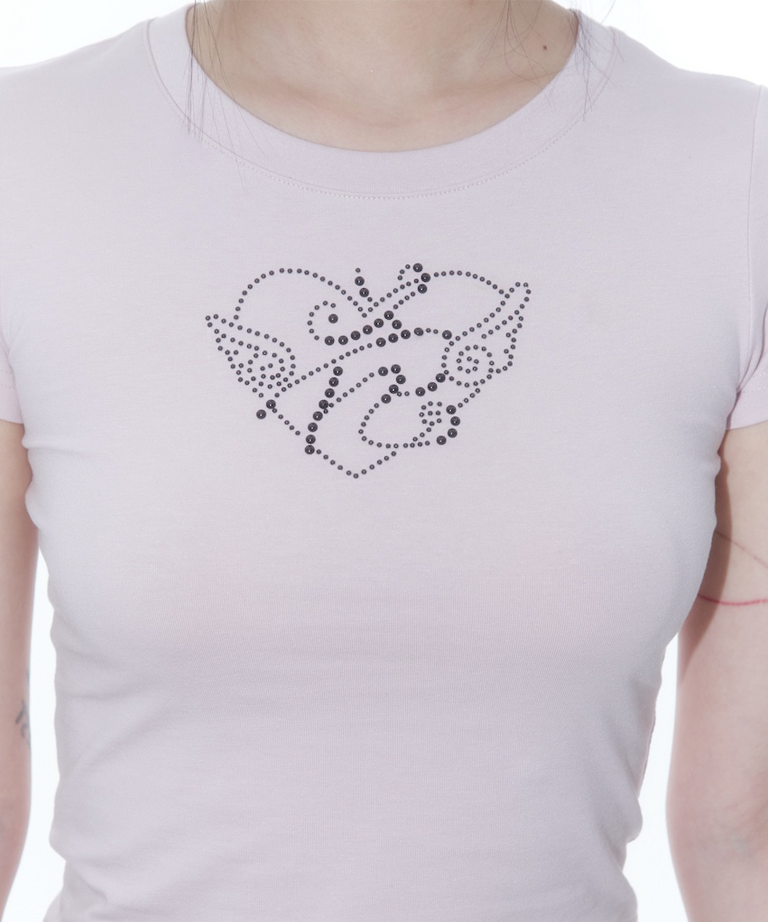 Flower Heart Baby Tee Pink