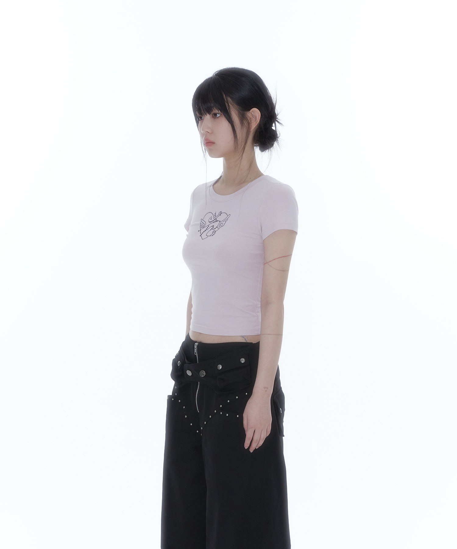 Flower Heart Baby Tee Pink