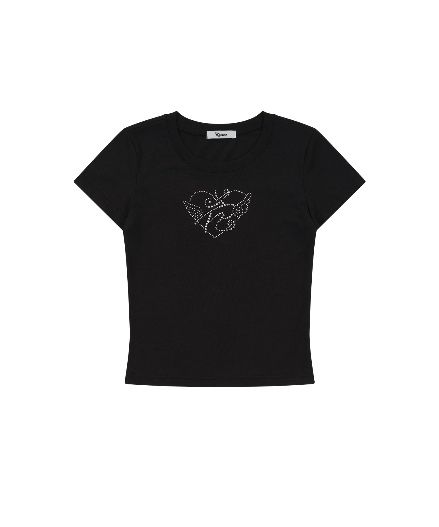Flower Heart Baby Tee Black