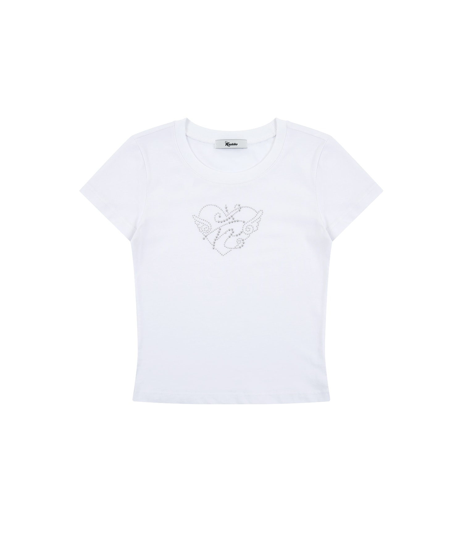 Flower Heart Baby Tee White