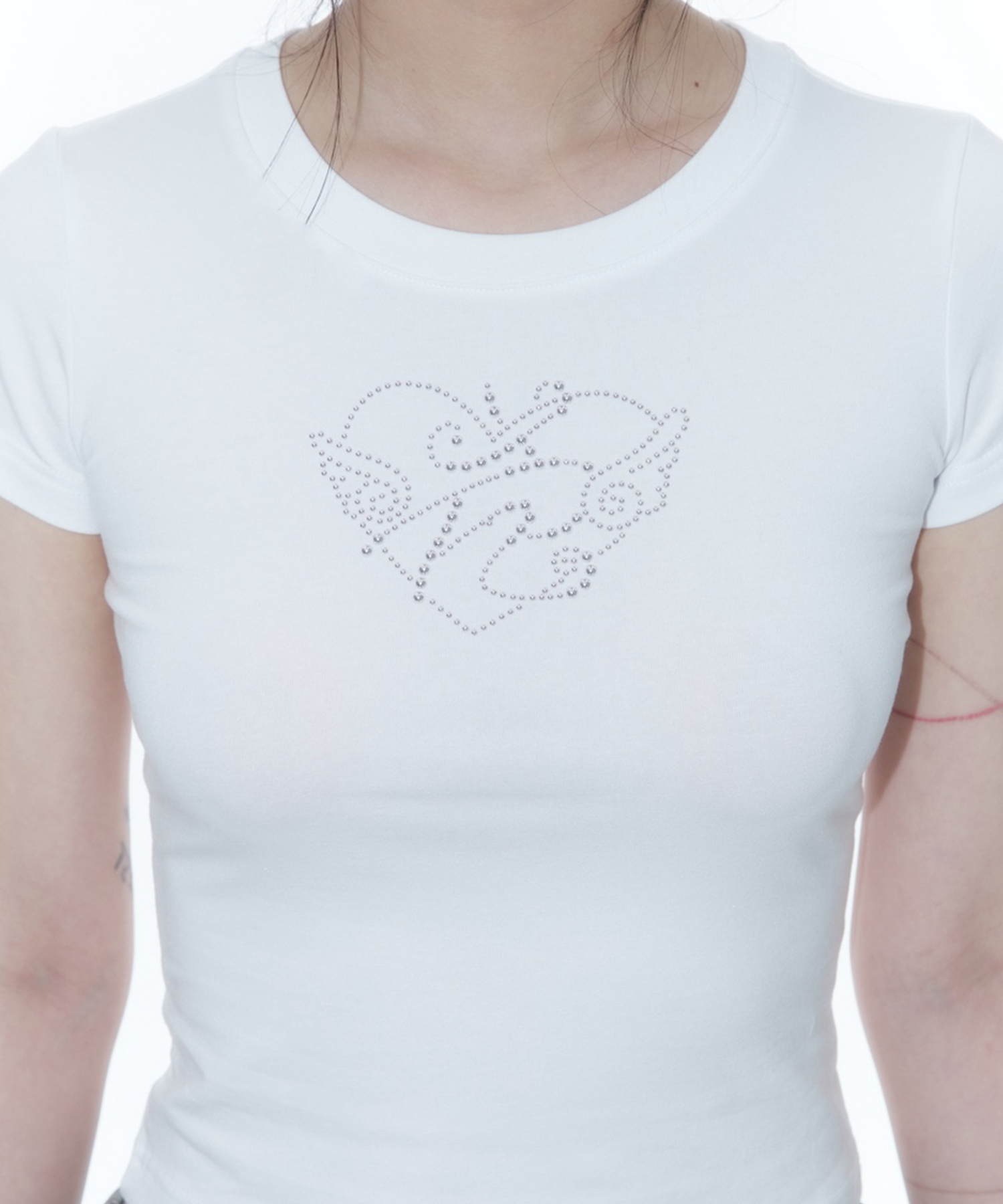 Flower Heart Baby Tee White
