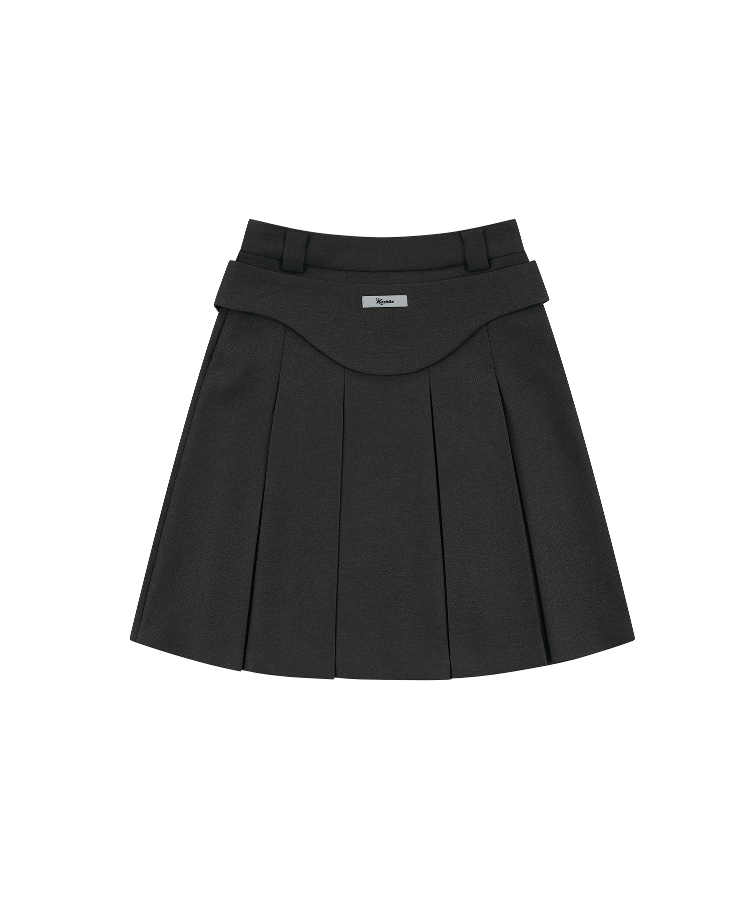Ribbon Preppy Pleated Skirt Charcoal