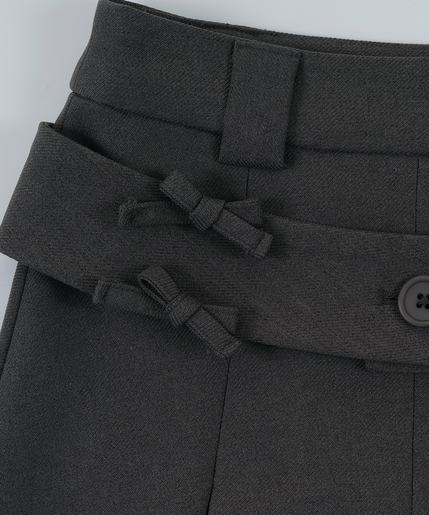 Ribbon Preppy Pleated Skirt Charcoal
