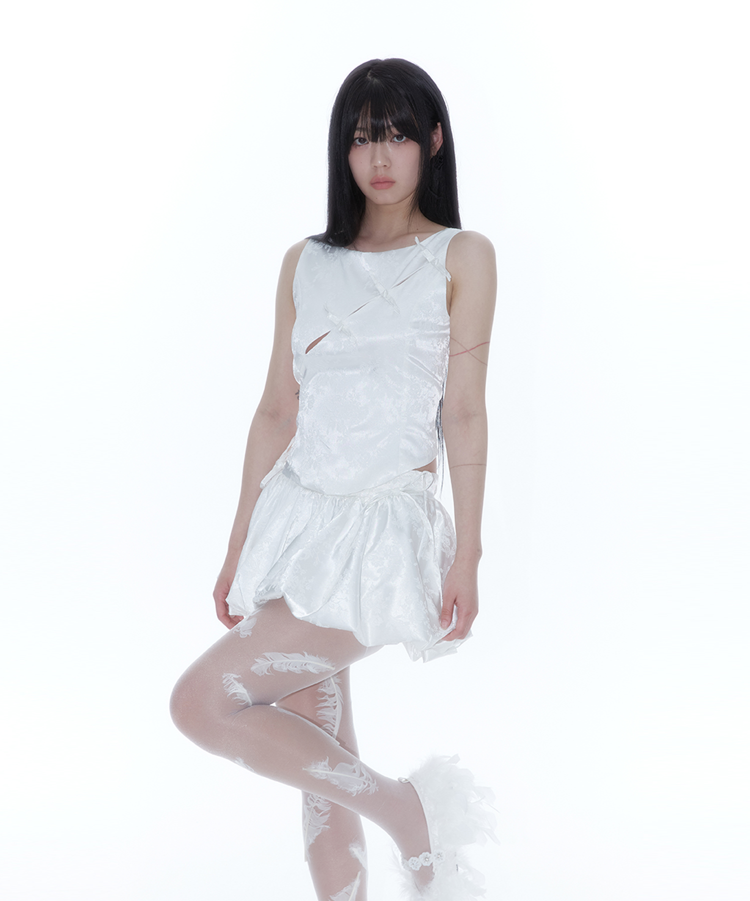 Fairy Ribbon Bubble Skirt White