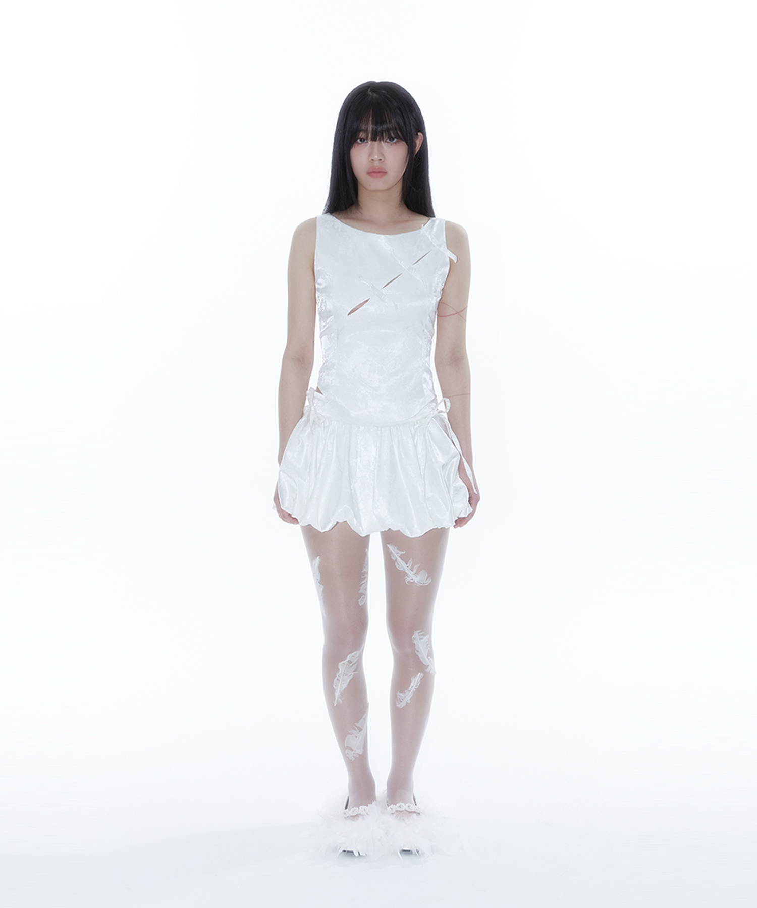 Fairy Ribbon Bubble Skirt White