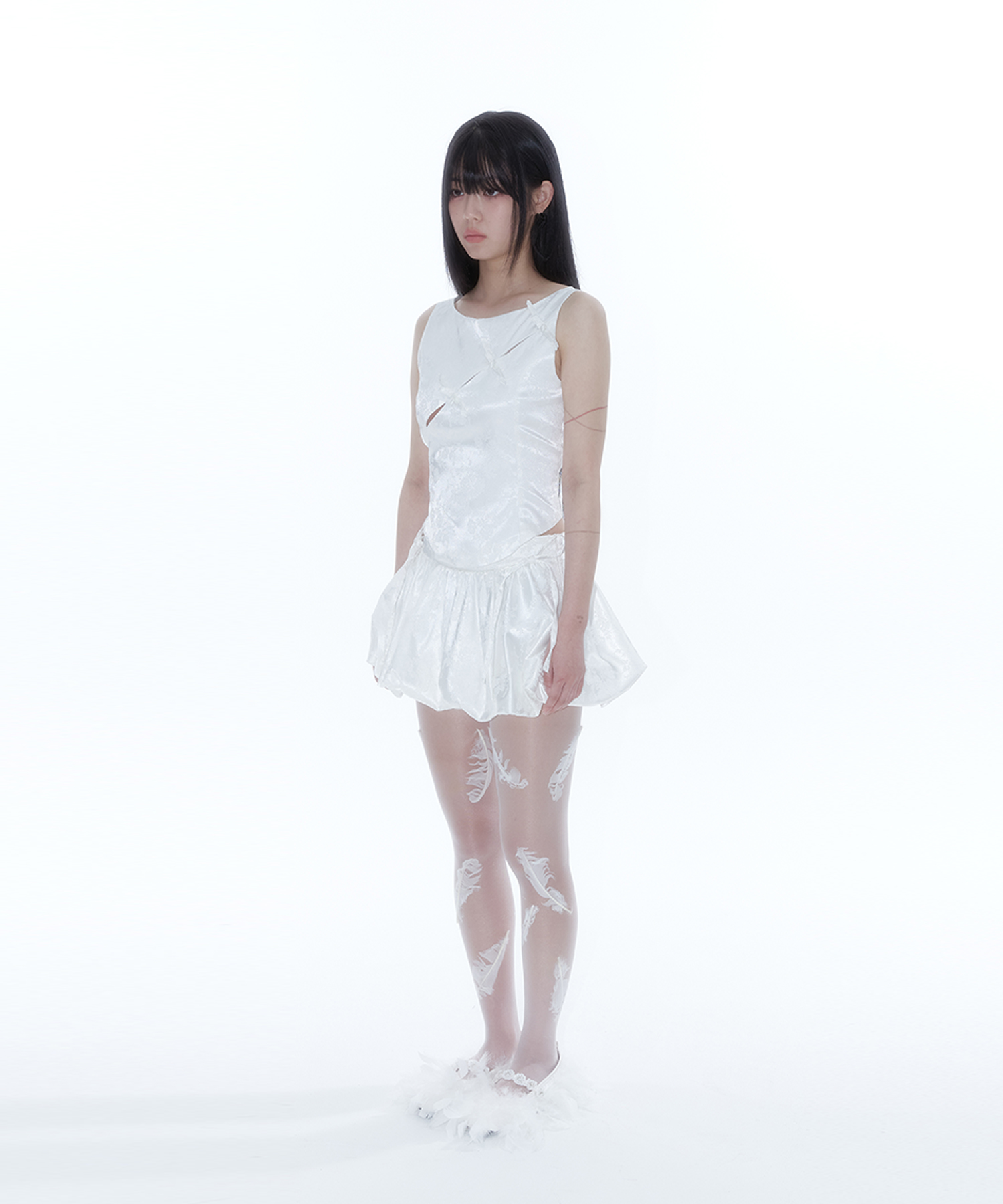 Fairy Ribbon Bubble Skirt White