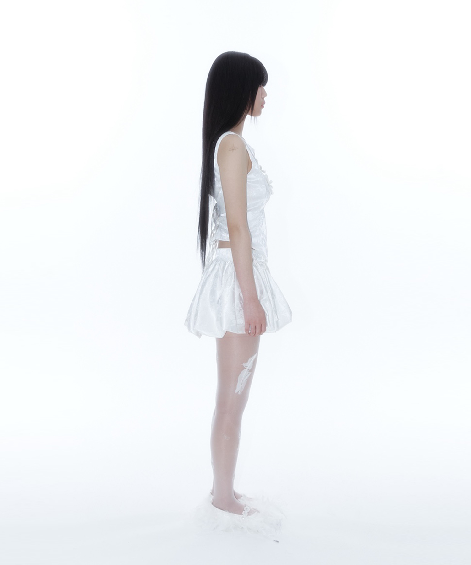 Fairy Ribbon Bubble Skirt White