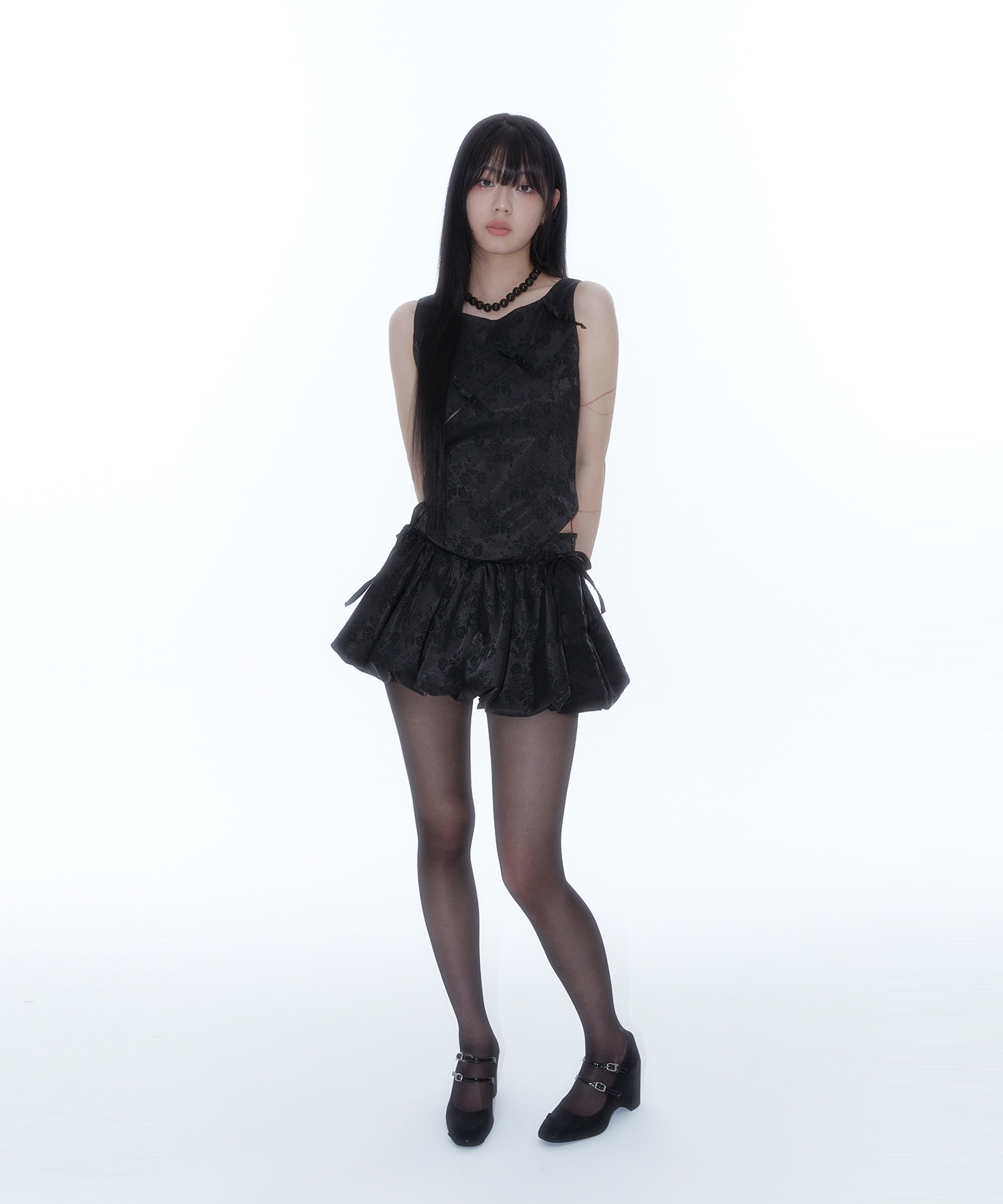 Fairy Ribbon Bubble Skirt Black