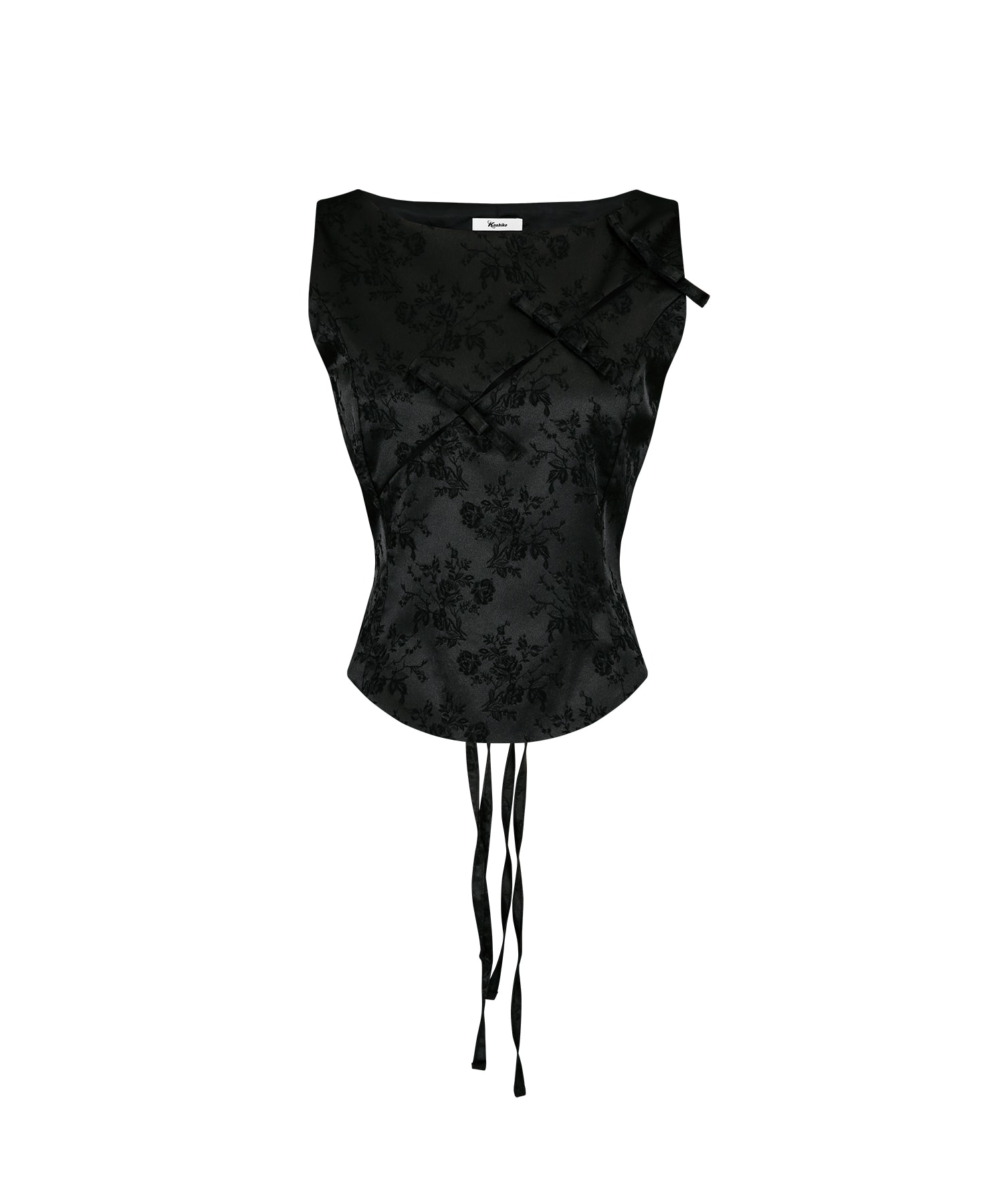 Ribbon Paneled Sleeveless Black