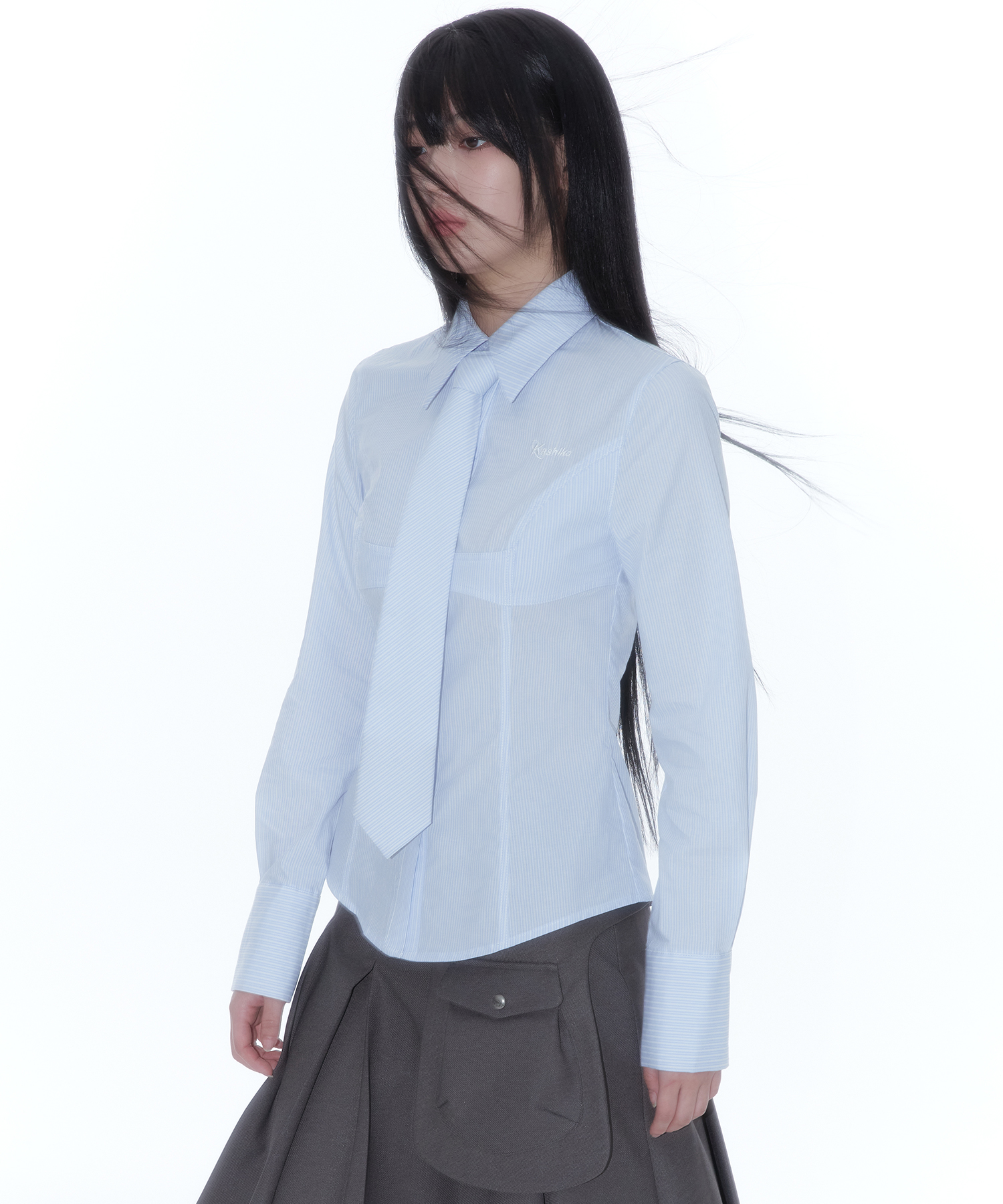 Slim Corset Shirts Blue