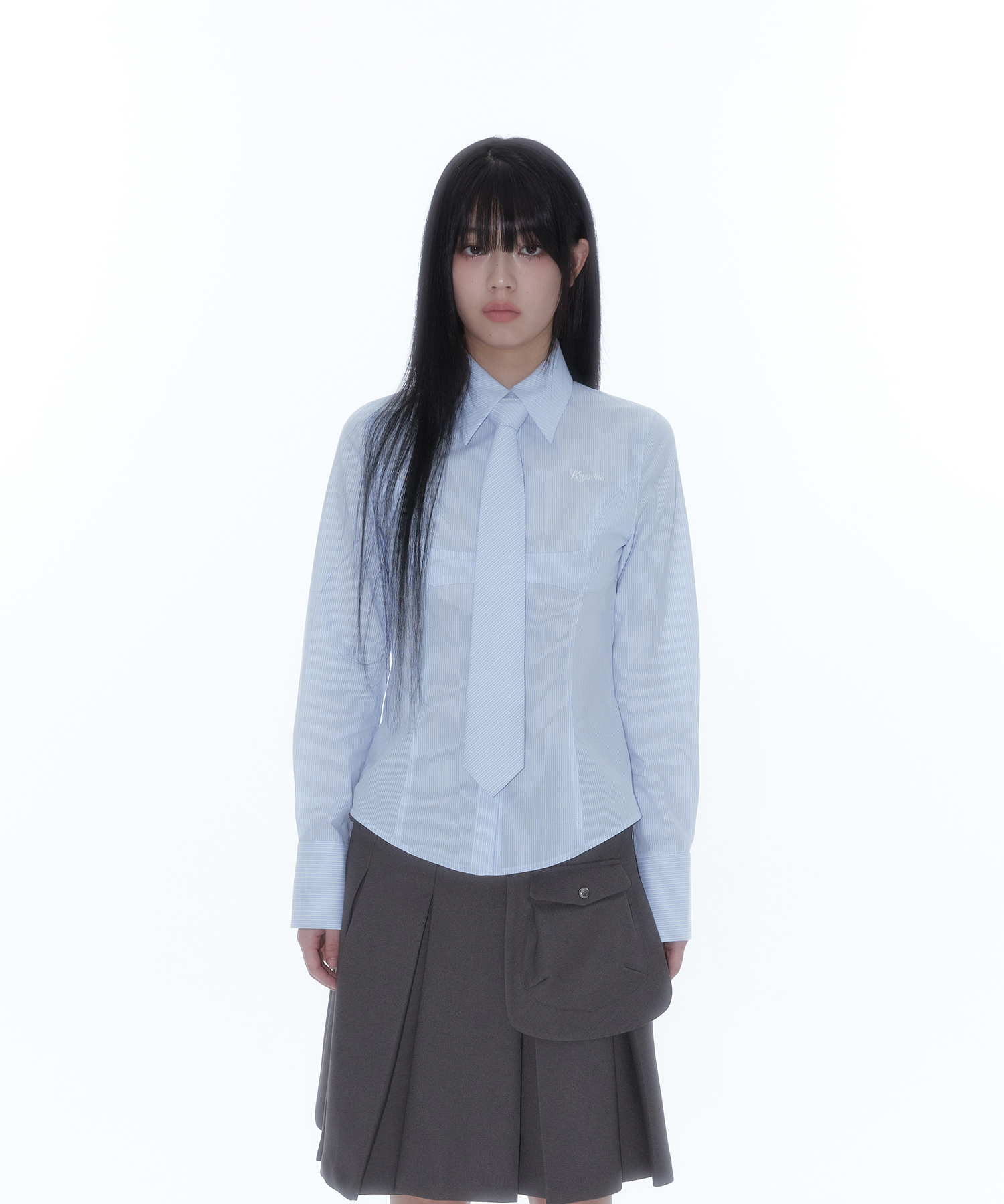 Slim Corset Shirts Blue