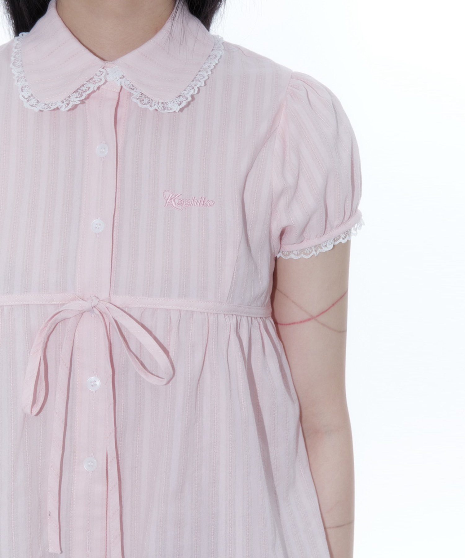 Puff Sleeve Lace Shirt Pink