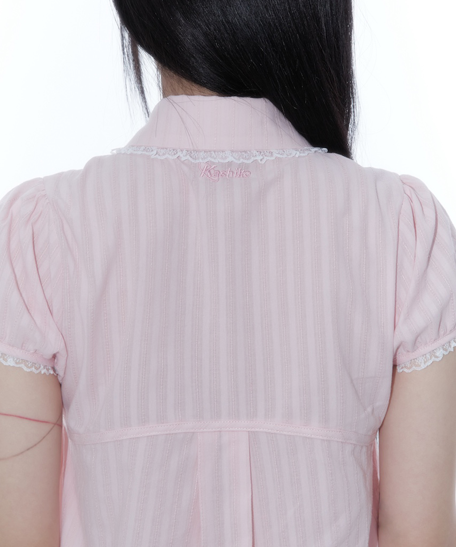 Puff Sleeve Lace Shirt Pink
