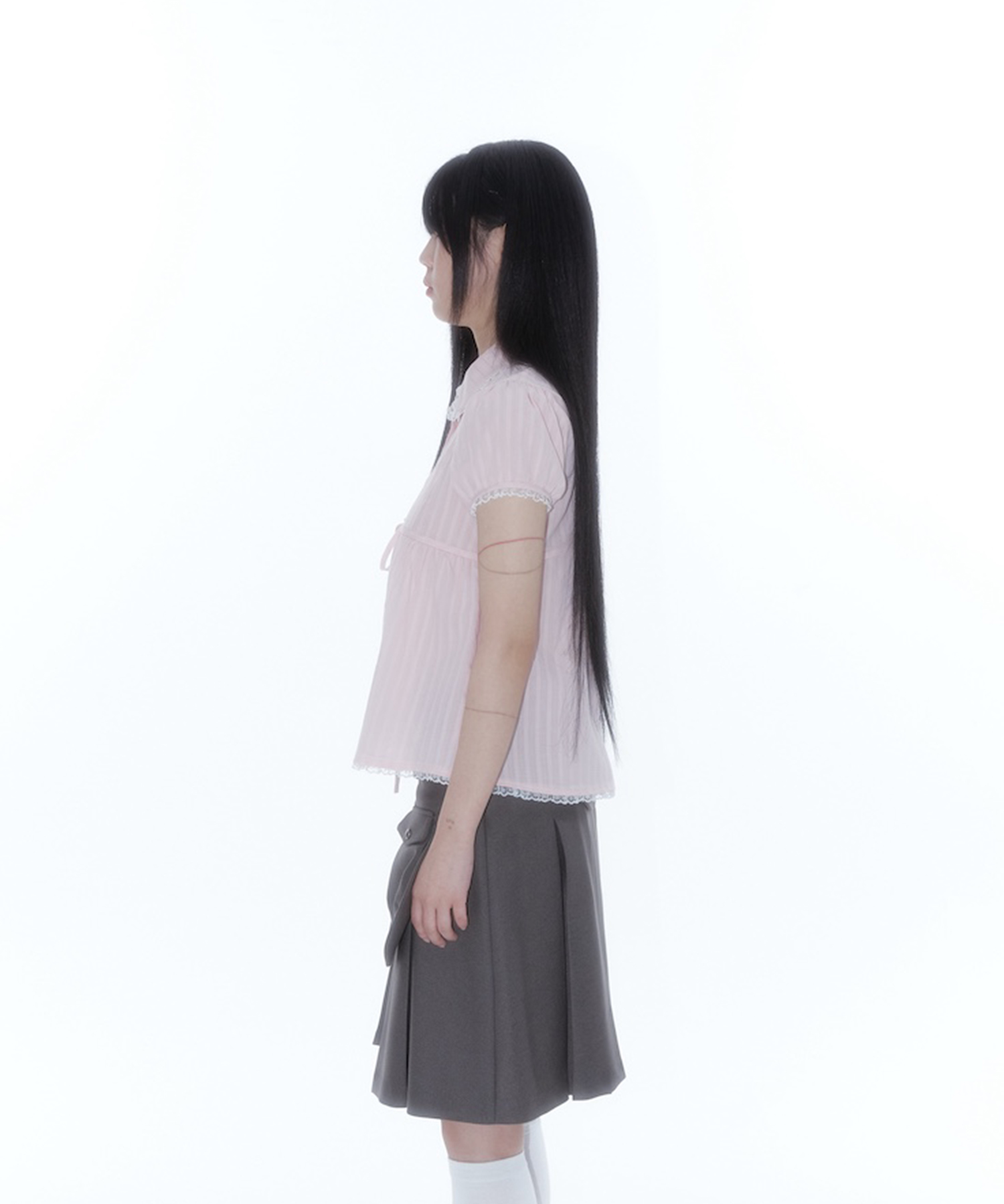 Puff Sleeve Lace Shirt Pink