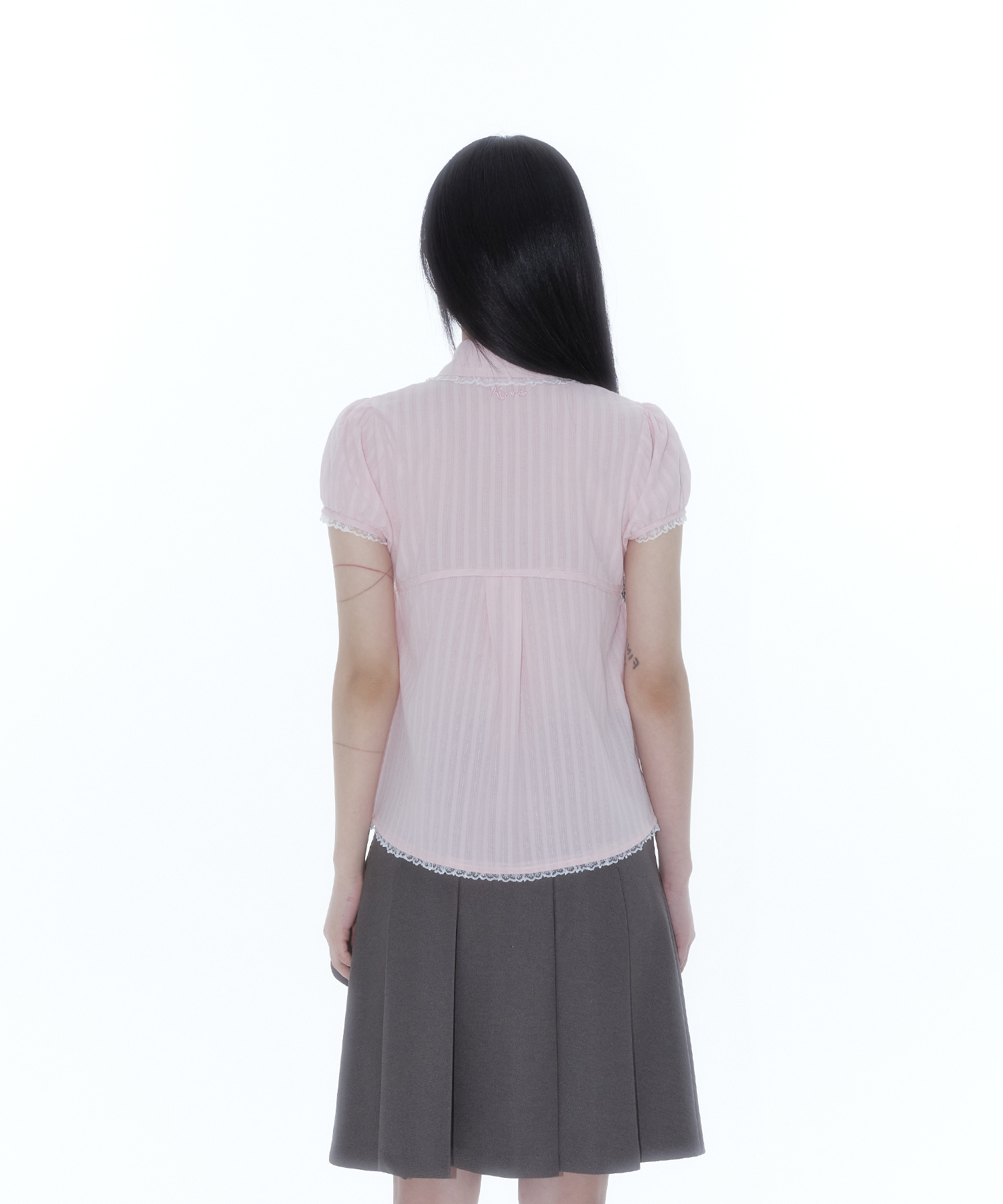 Puff Sleeve Lace Shirt Pink