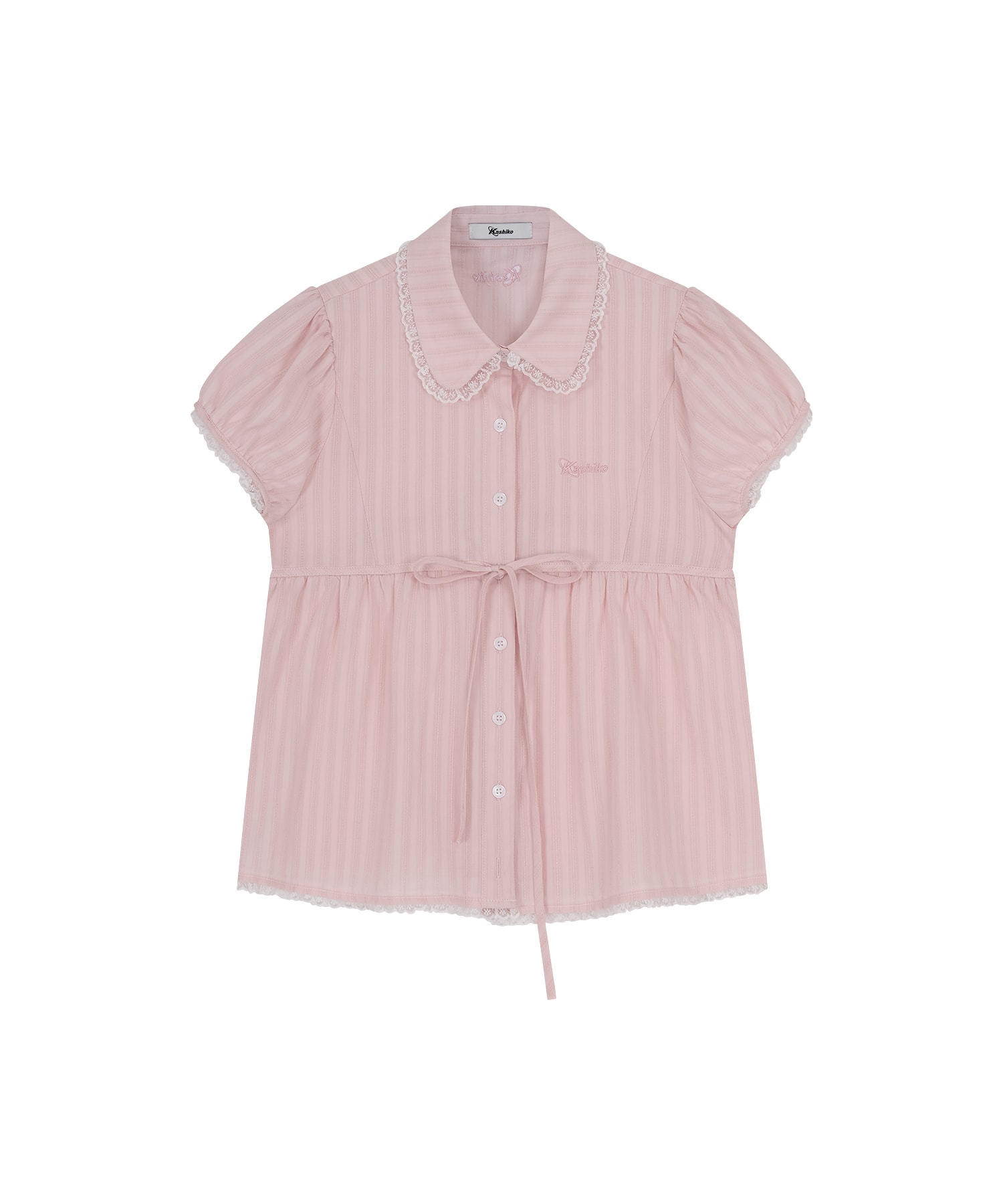 Puff Sleeve Lace Shirt Pink