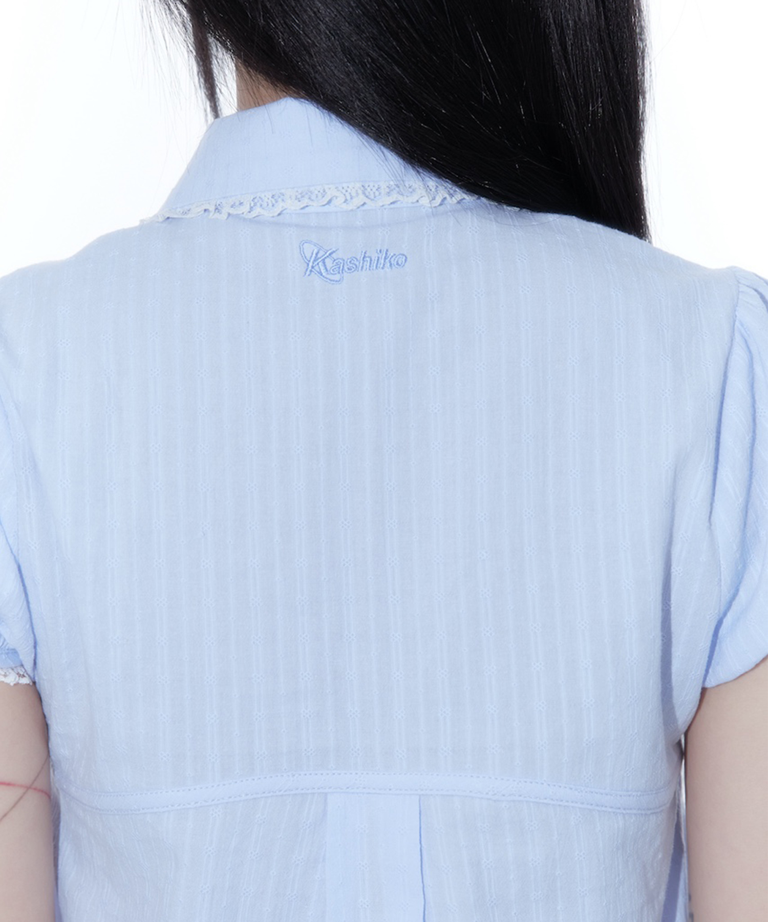 Puff Sleeve Lace Shirt Blue