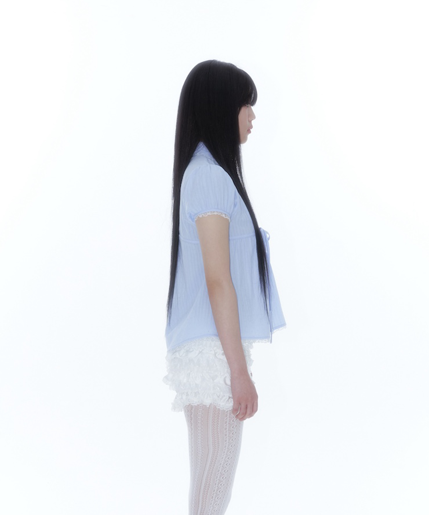 Puff Sleeve Lace Shirt Blue