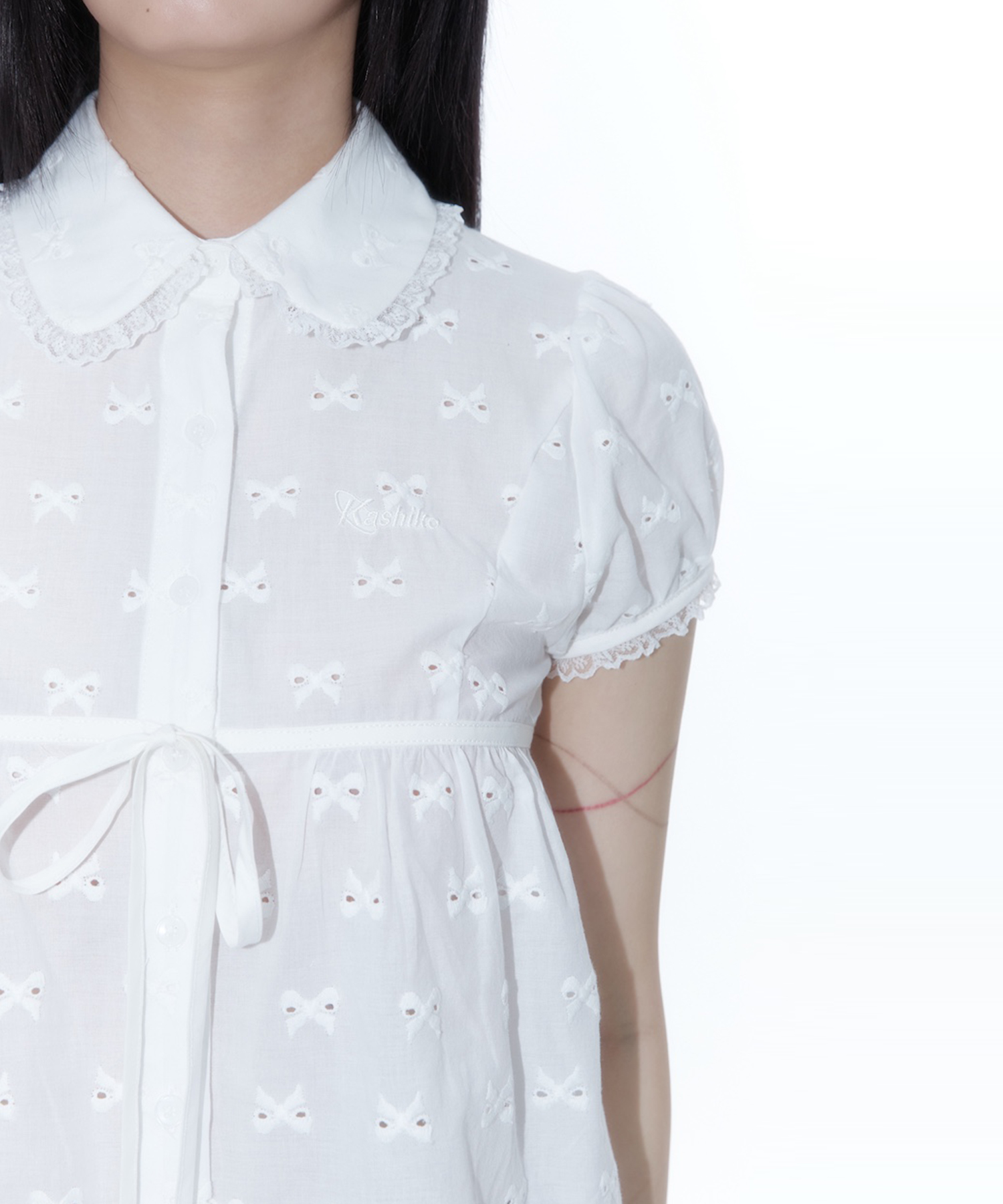 Puff Sleeve Lace Shirt White