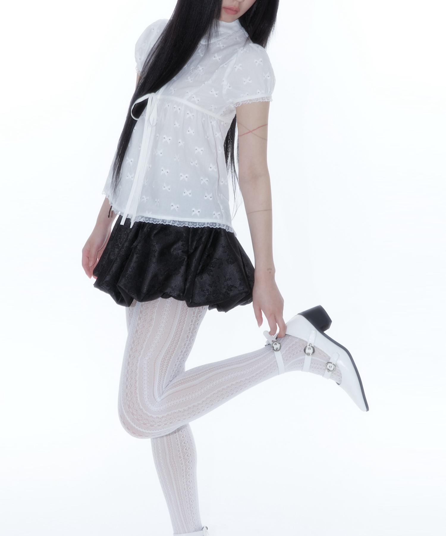 Puff Sleeve Lace Shirt White