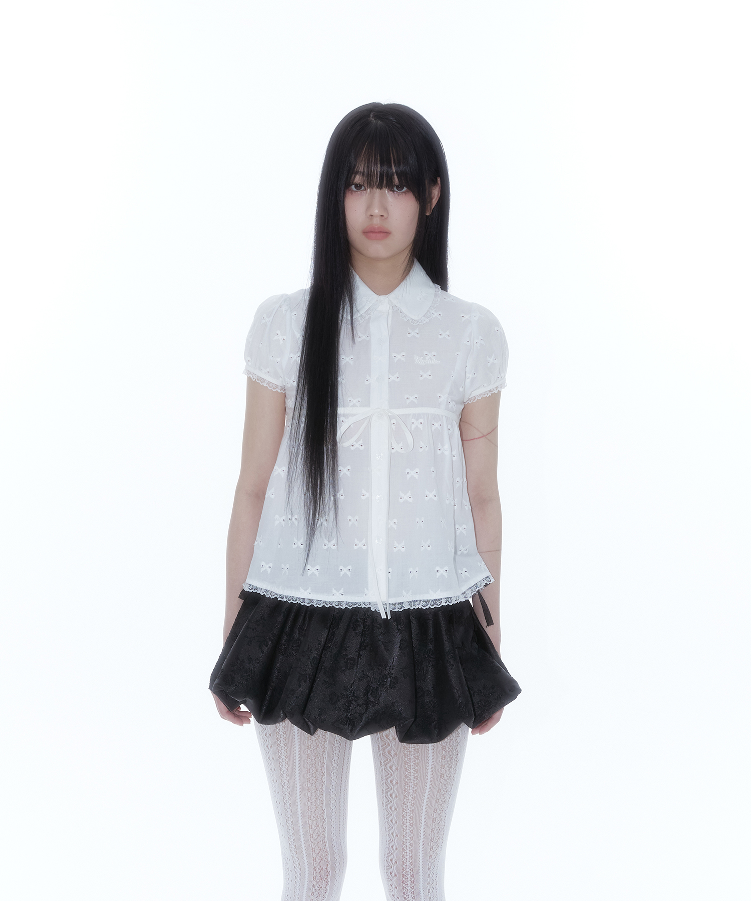 Puff Sleeve Lace Shirt White