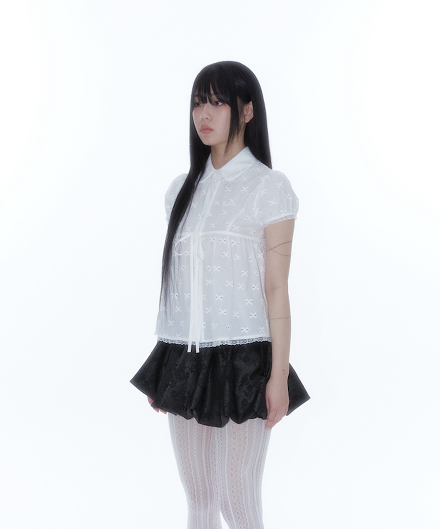 Puff Sleeve Lace Shirt White