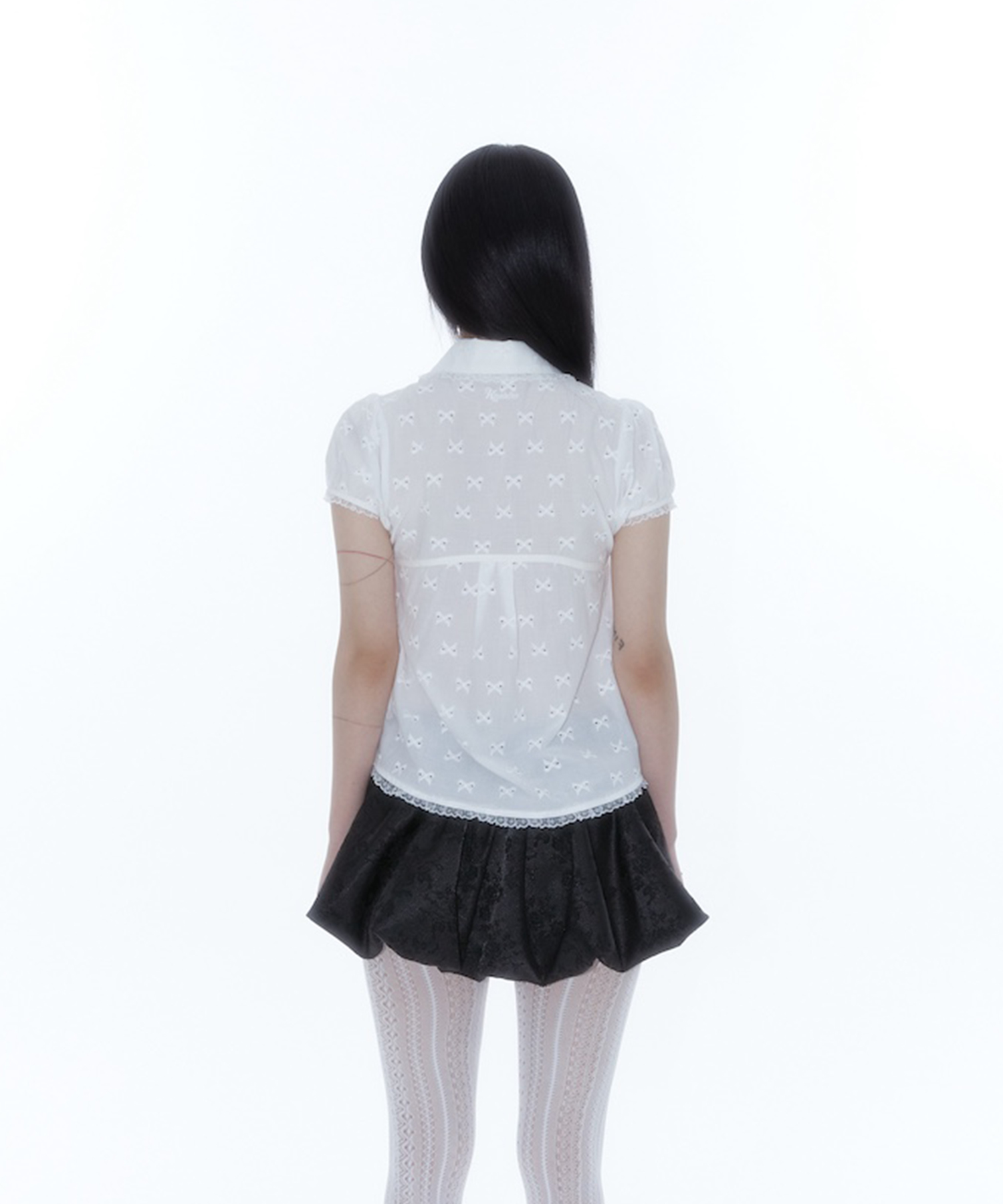 Puff Sleeve Lace Shirt White
