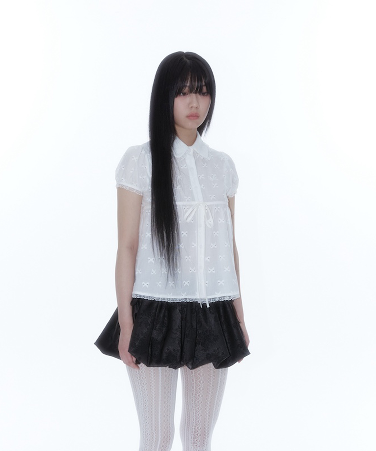 Puff Sleeve Lace Shirt White
