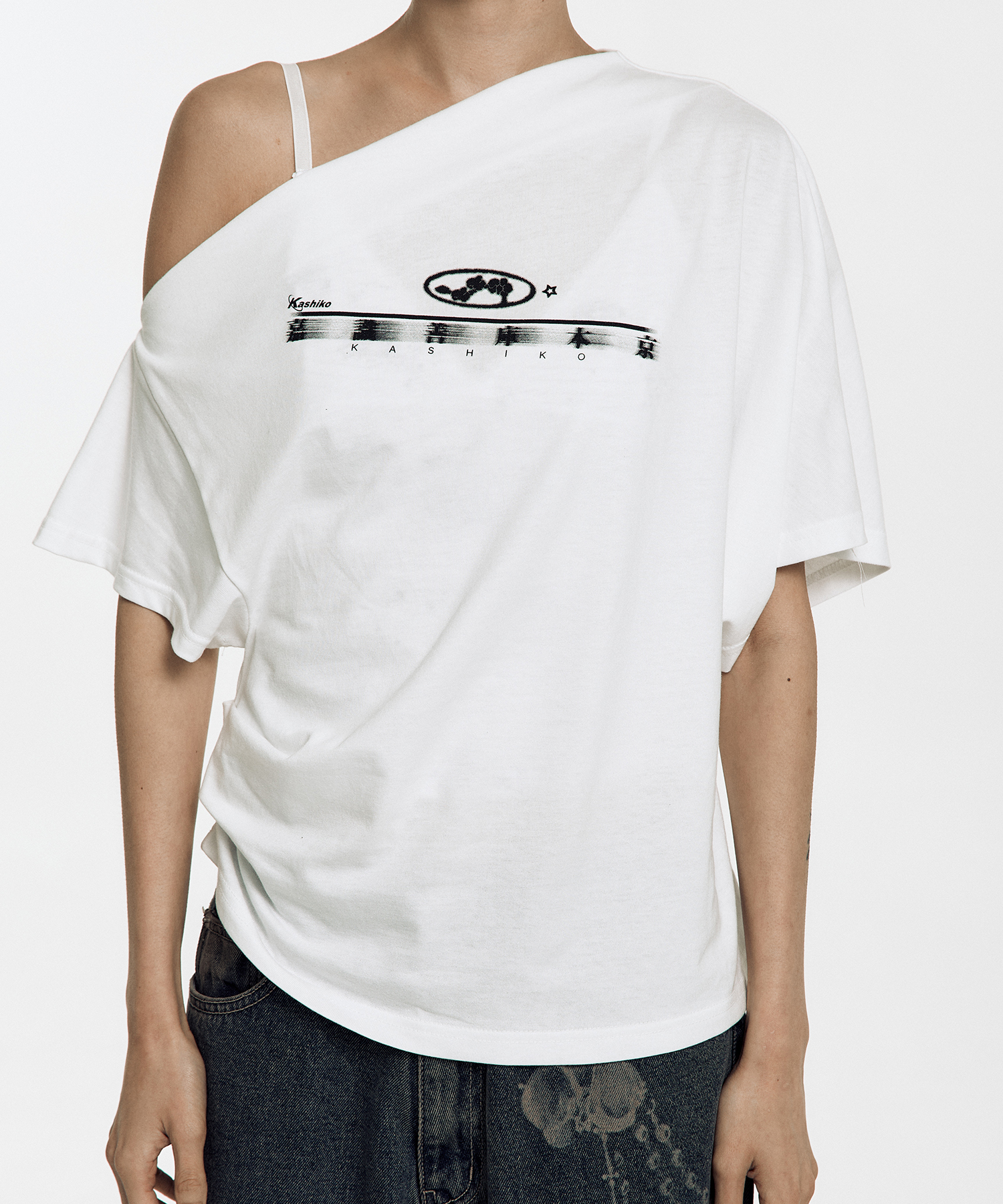 Zen One Shoulder Top White