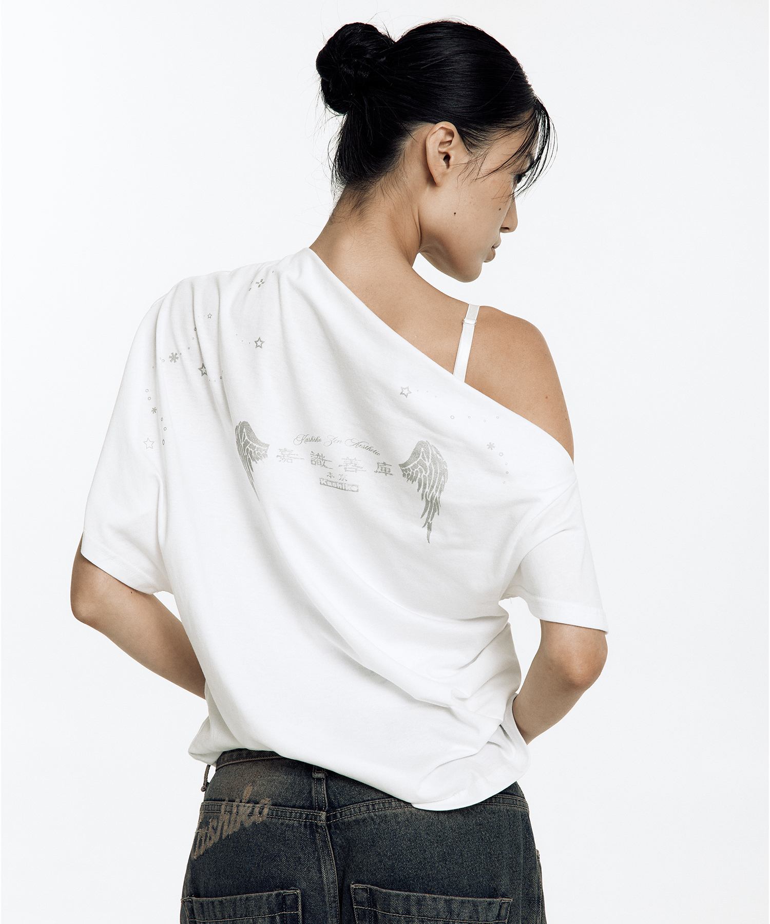 Zen One Shoulder Top White