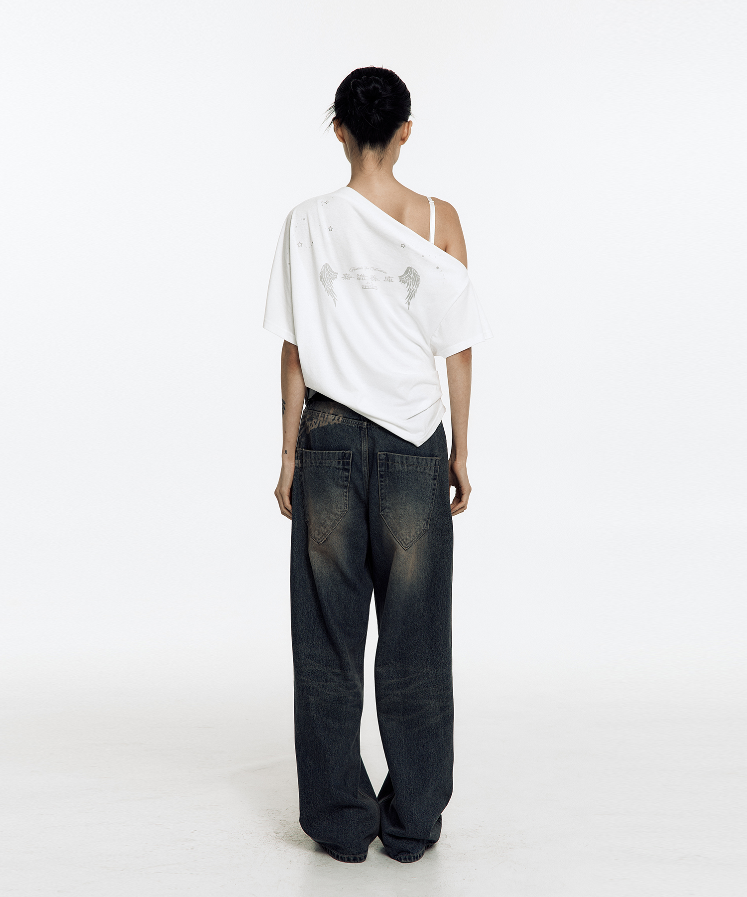 Zen One Shoulder Top White