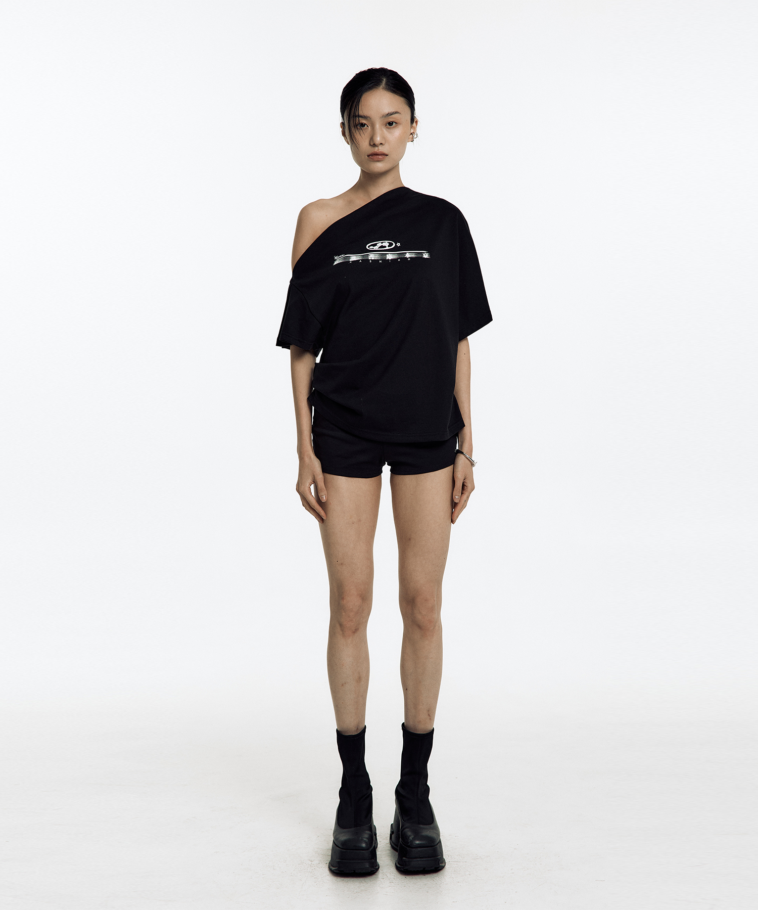 Zen One Shoulder Top Black