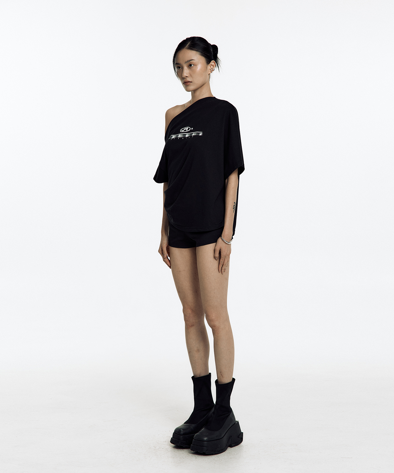Zen One Shoulder Top Black