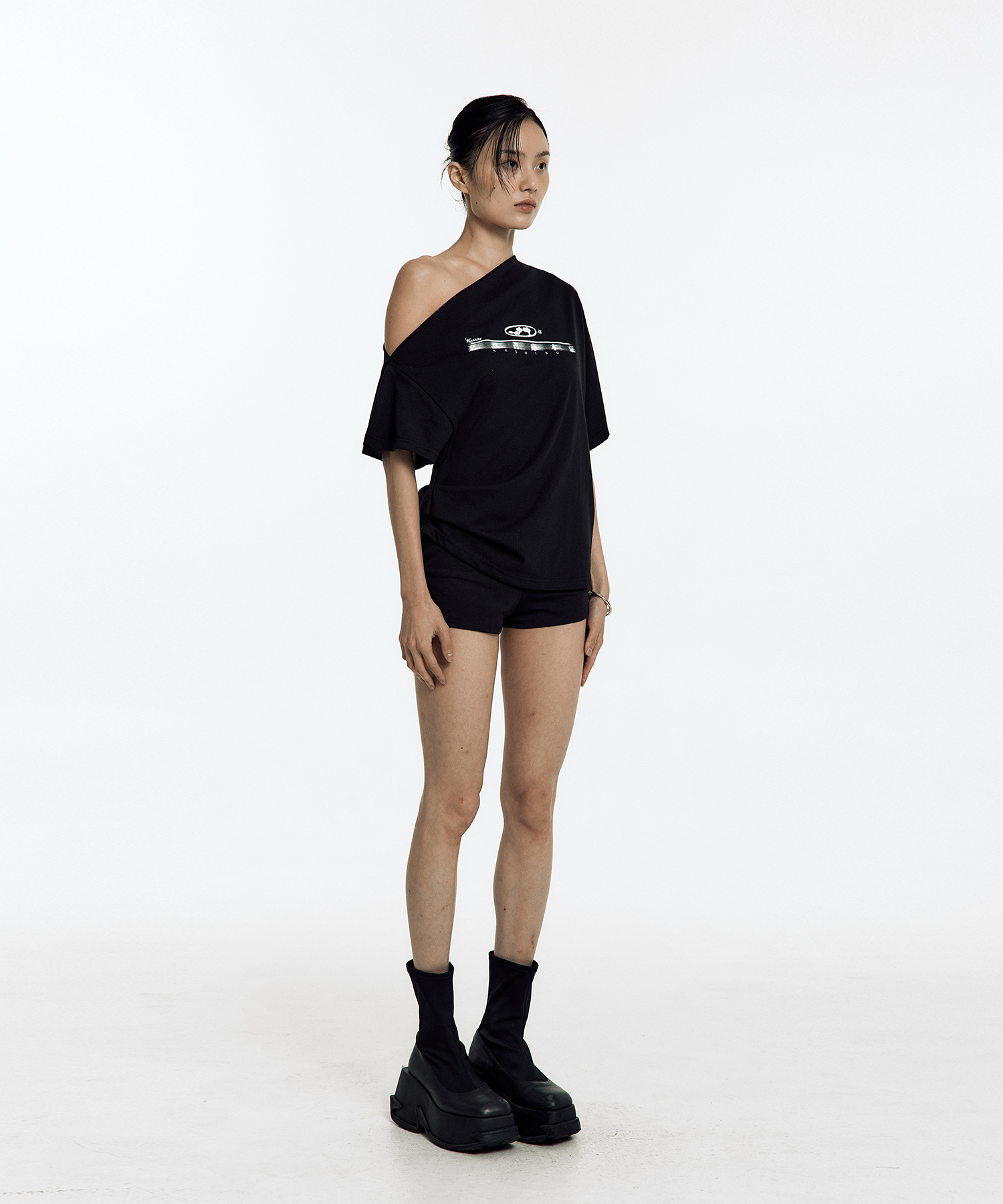 Zen One Shoulder Top Black