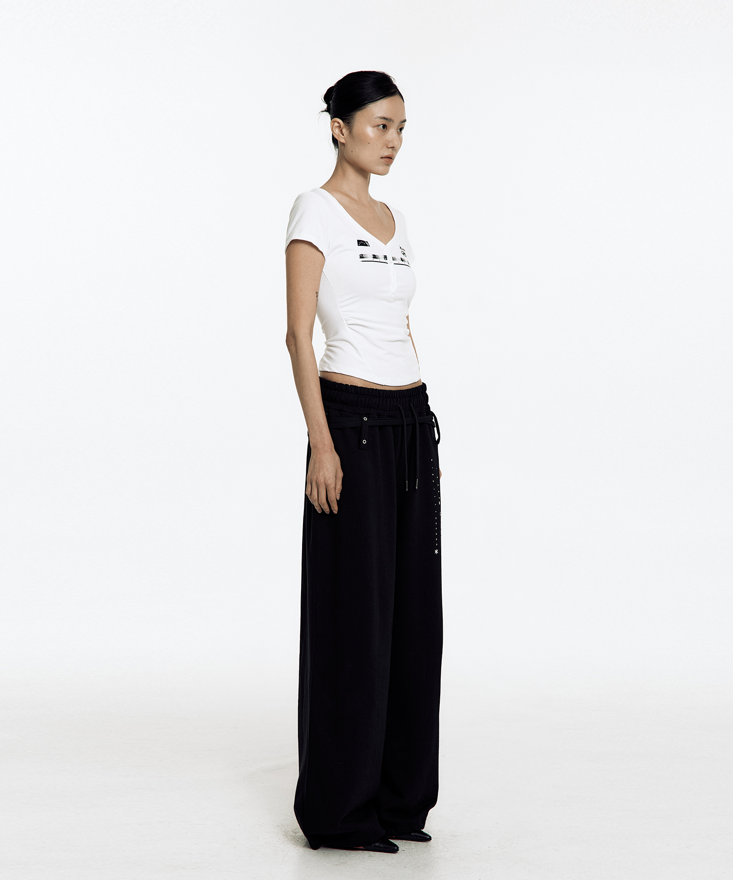 Zen Button Henley Neck Top White