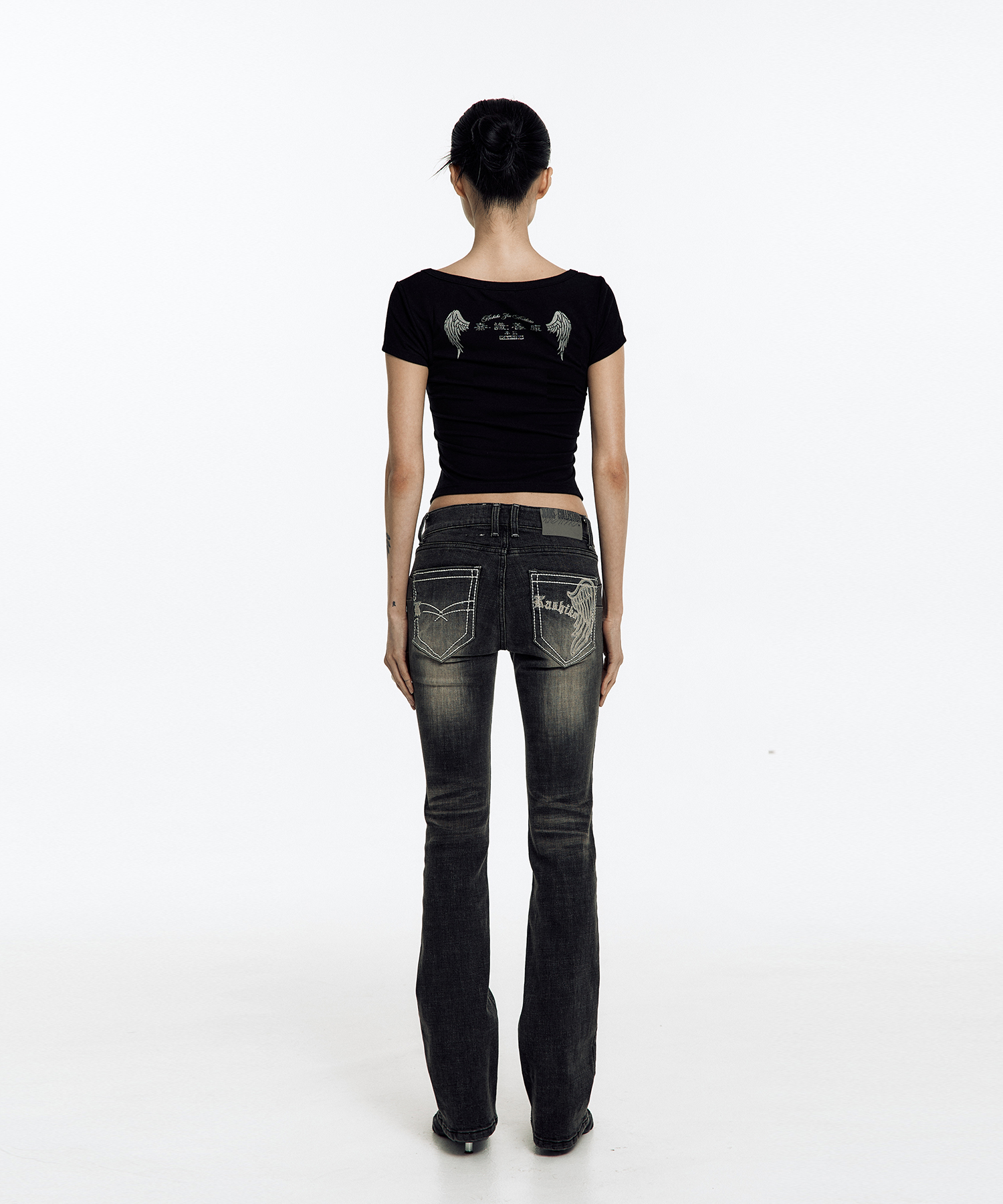 Zen Button Henley Neck Top Black