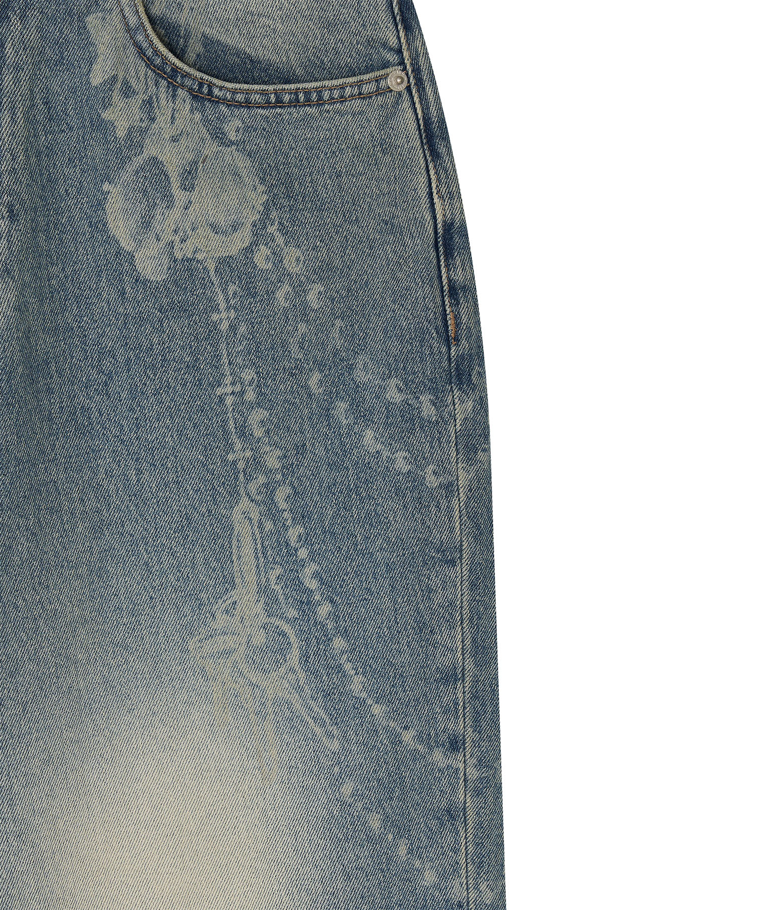 Chain Wide Denim Pants Light Blue