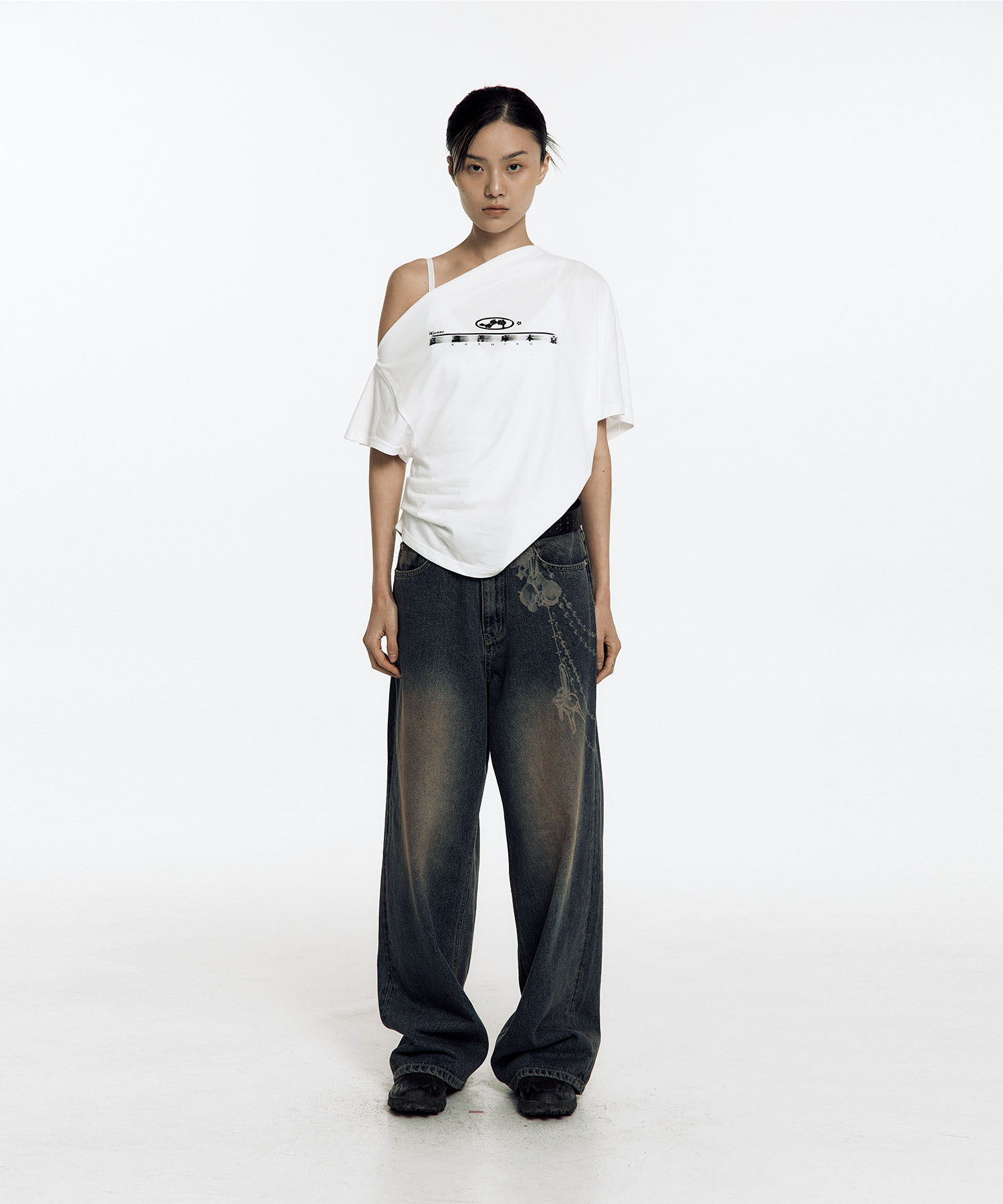 Chain Wide Denim Pants Rusty Blue