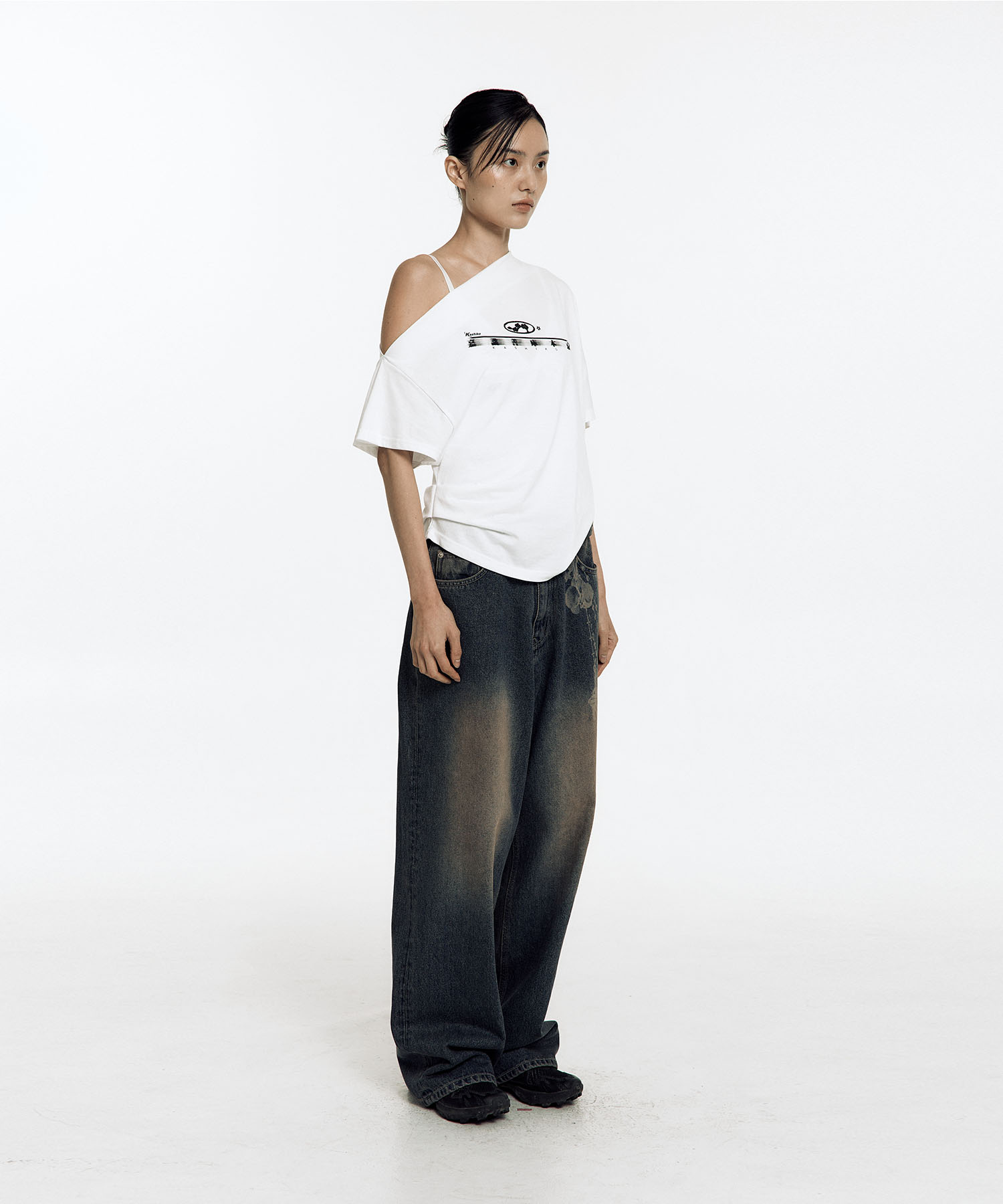 Chain Wide Denim Pants Rusty Blue
