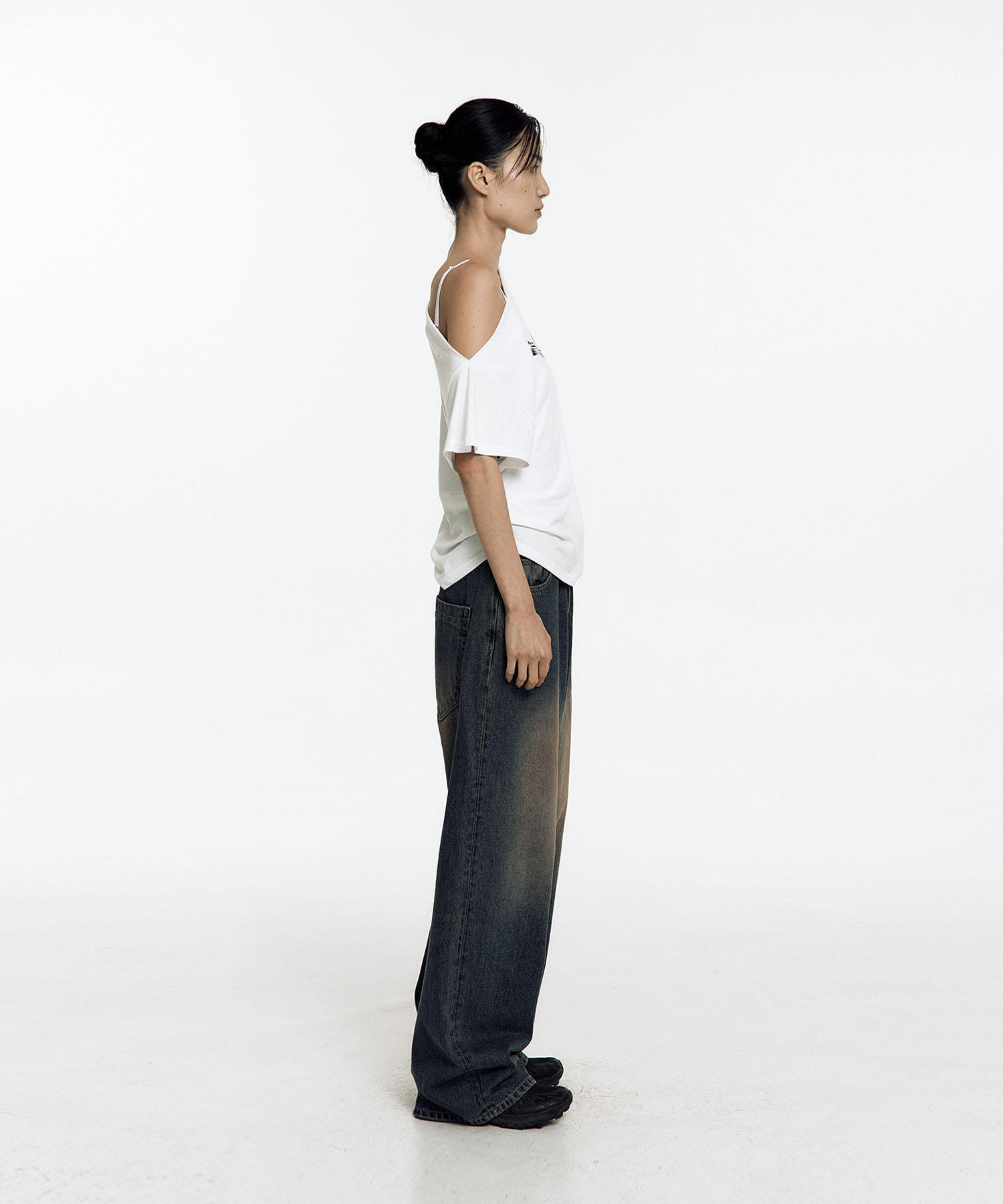 Chain Wide Denim Pants Rusty Blue