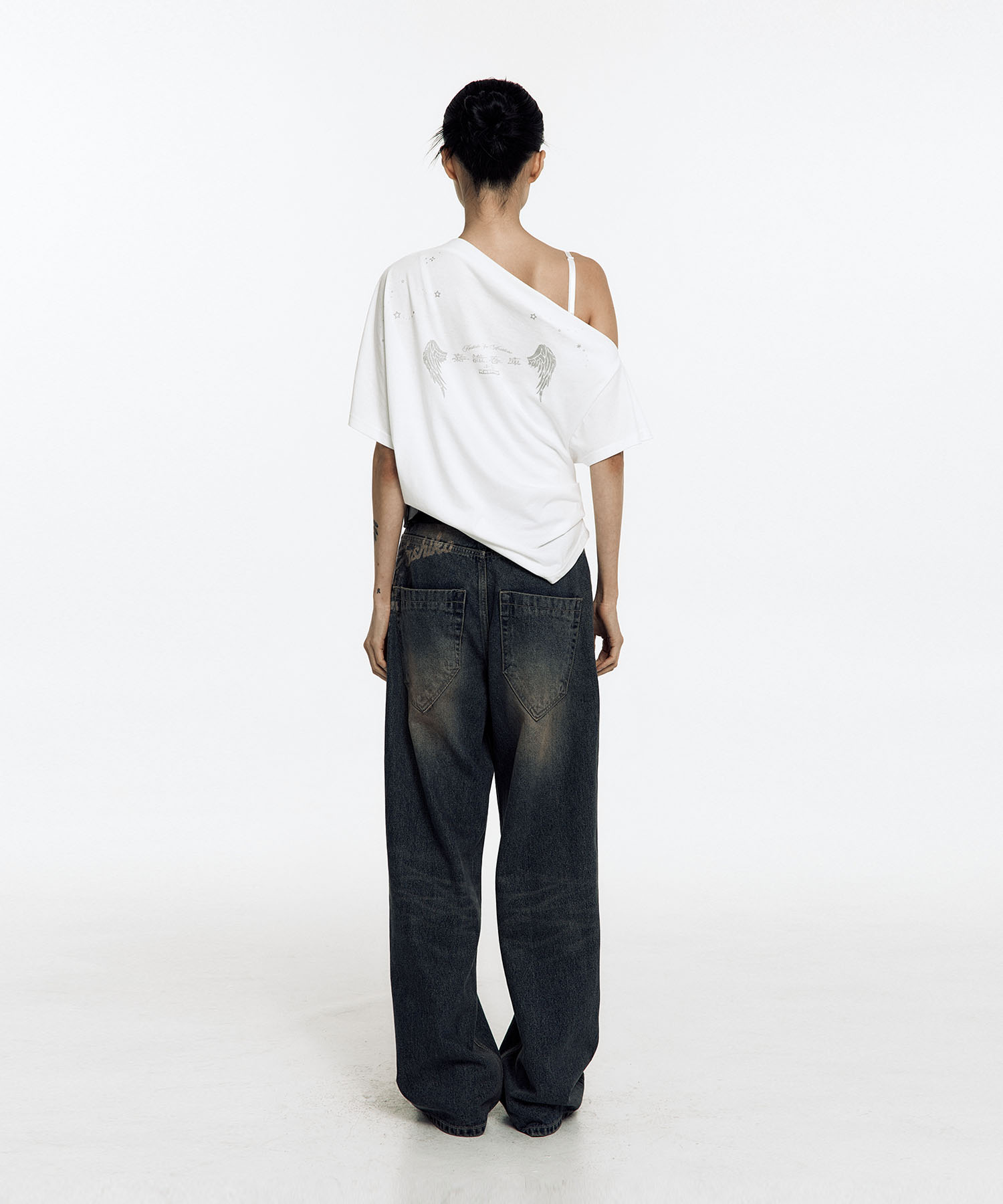 Chain Wide Denim Pants Rusty Blue