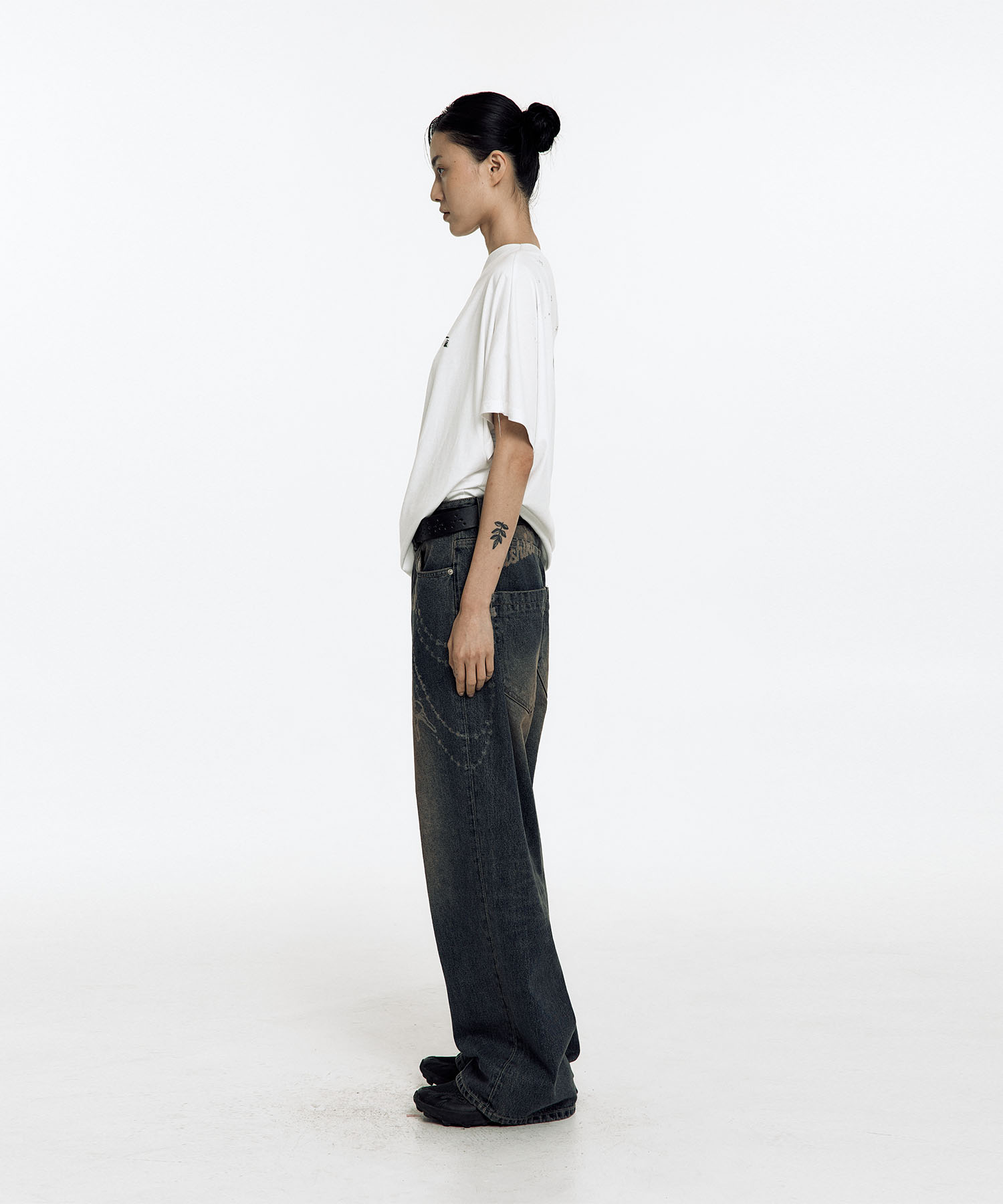 Chain Wide Denim Pants Rusty Blue