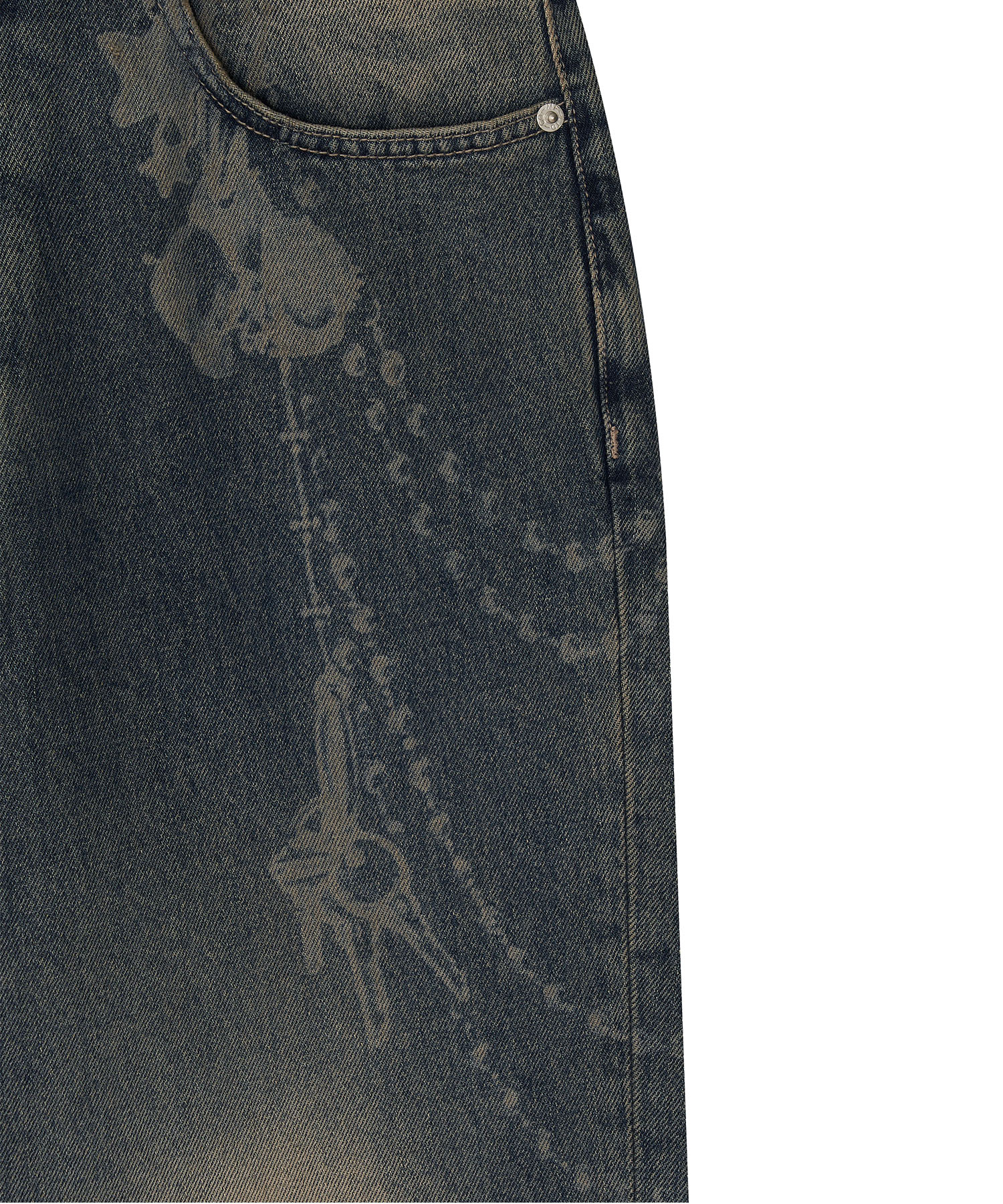 Chain Wide Denim Pants Rusty Blue
