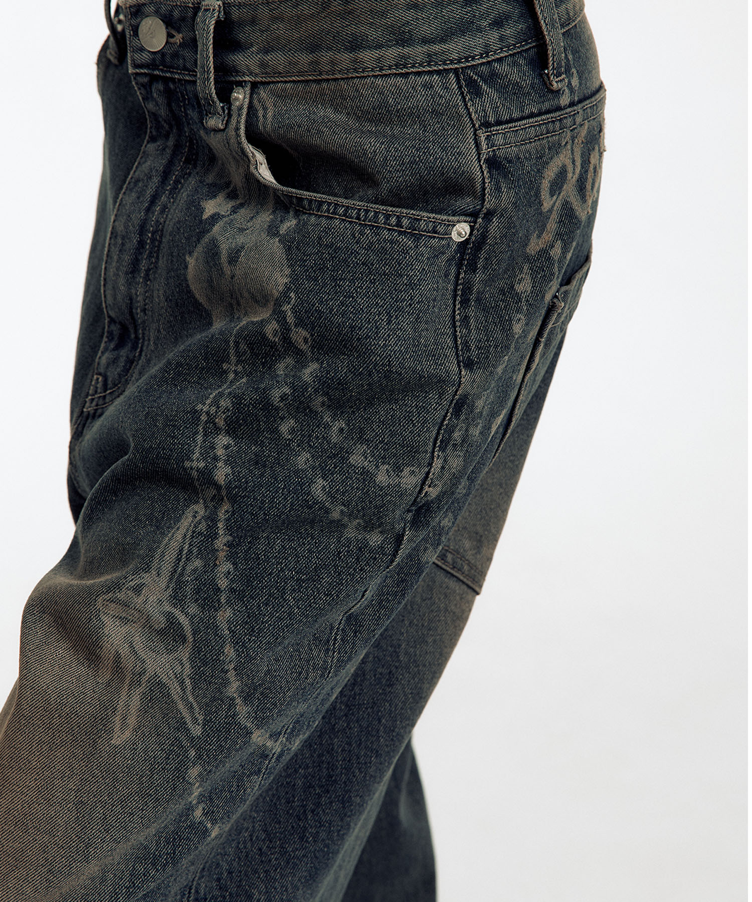 Chain Wide Denim Pants Rusty Blue