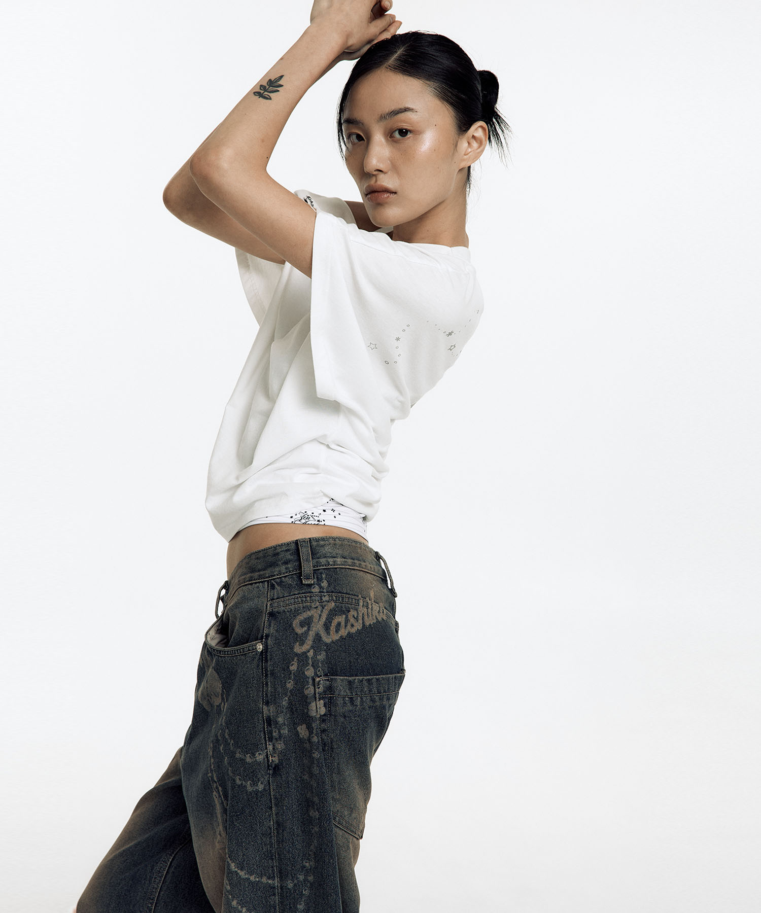 Chain Wide Denim Pants Rusty Blue