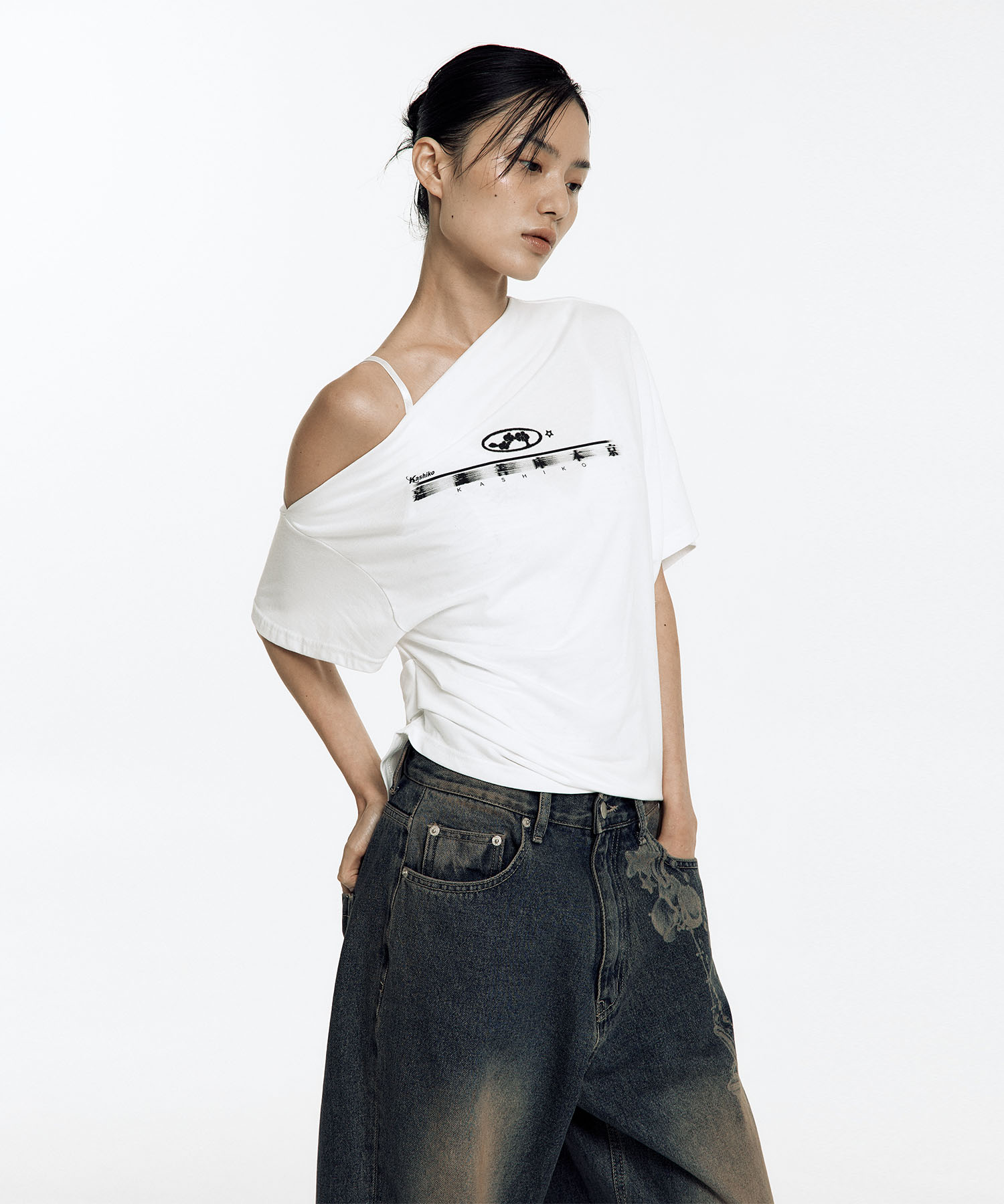 Chain Wide Denim Pants Rusty Blue