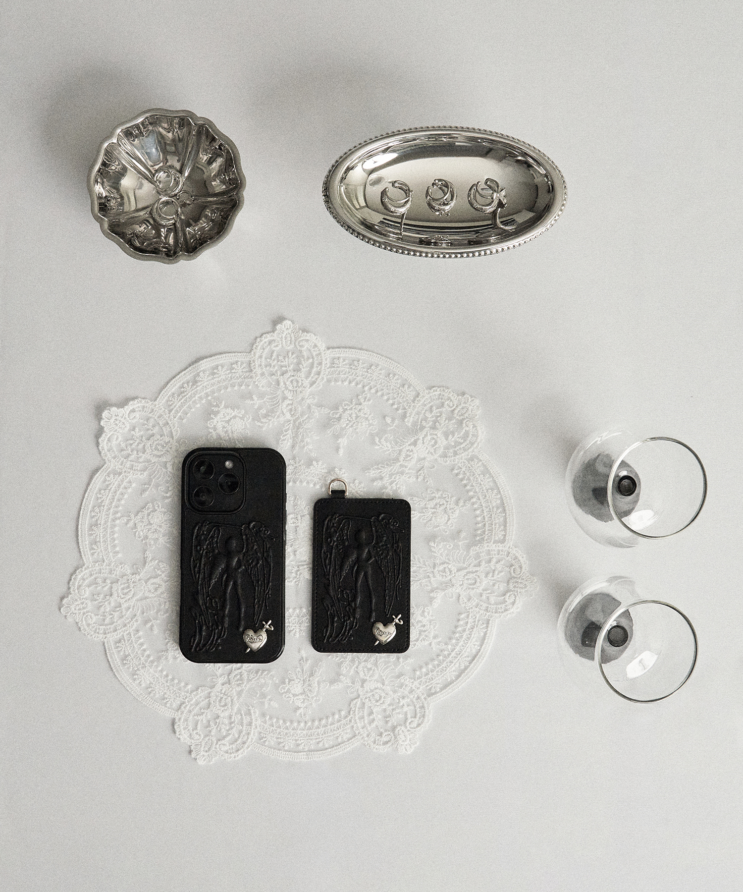 Angel Heart Card Holder Black