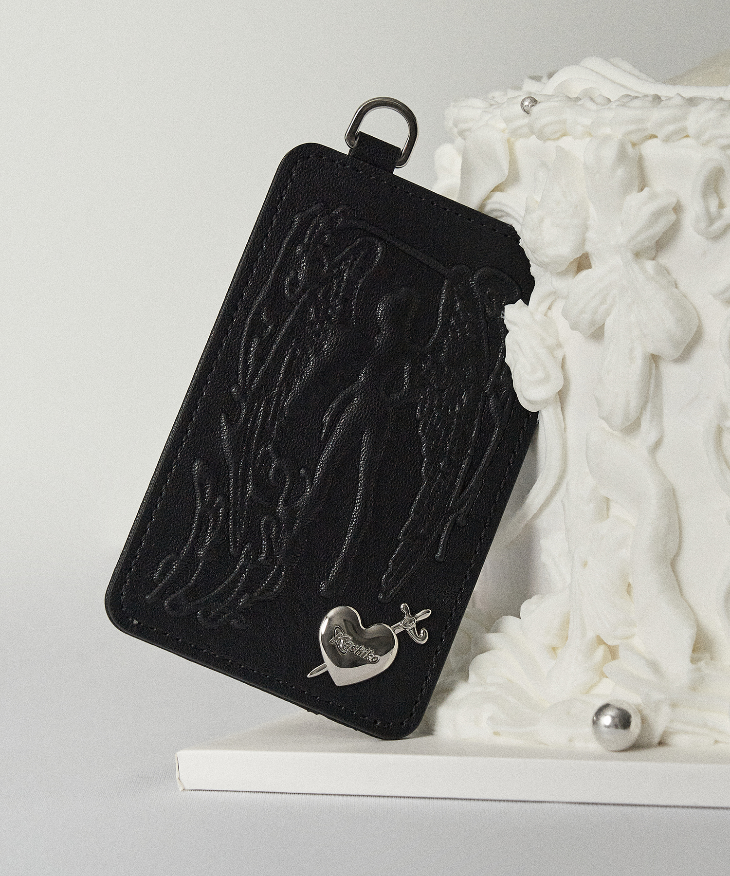 Angel Heart Card Holder Black