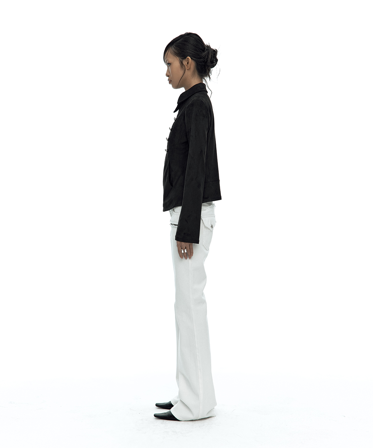 Asymmetric Zip Napoleon Jacket Black